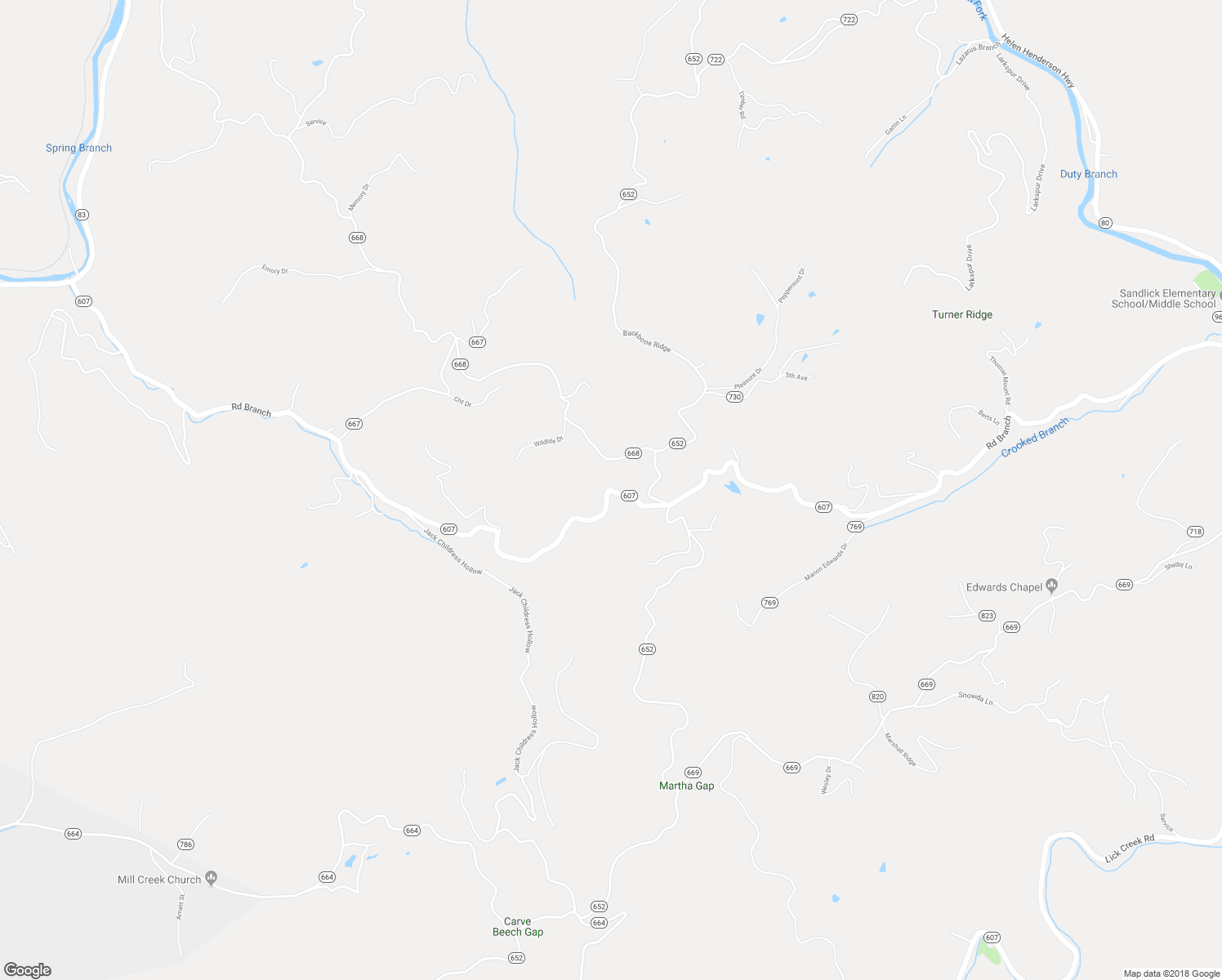 map of restaurants, bars, coffee shops, grocery stores, and more near Road Branch in Clinchco