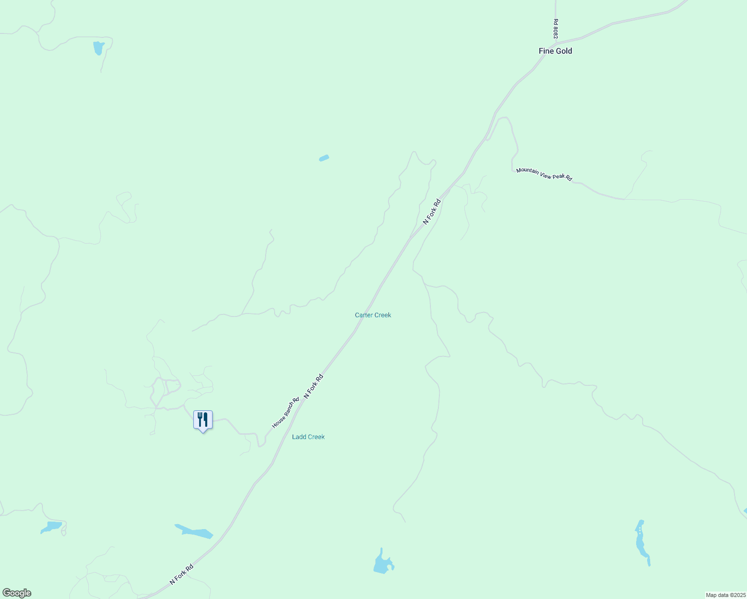 map of restaurants, bars, coffee shops, grocery stores, and more near North Fork Road in Madera County