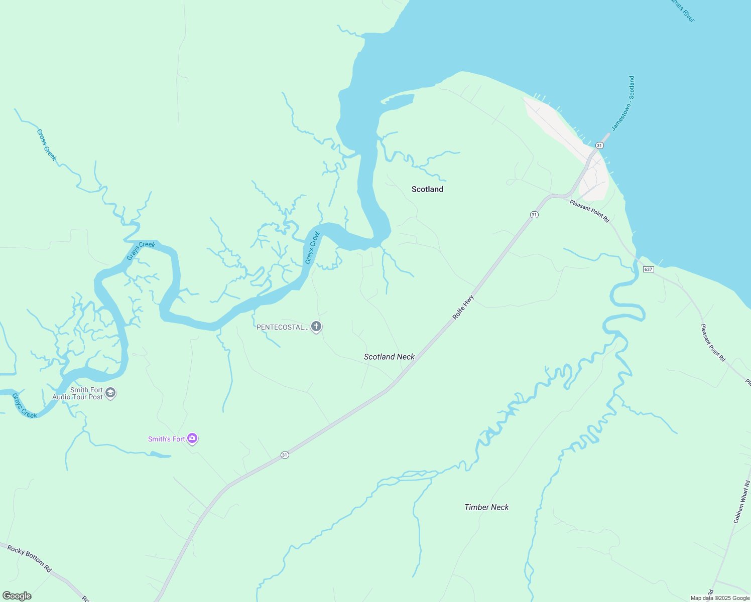 map of restaurants, bars, coffee shops, grocery stores, and more near 362 Marina Dr in Surry