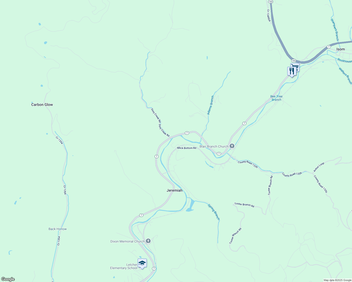 map of restaurants, bars, coffee shops, grocery stores, and more near Cross Road in Jeremiah