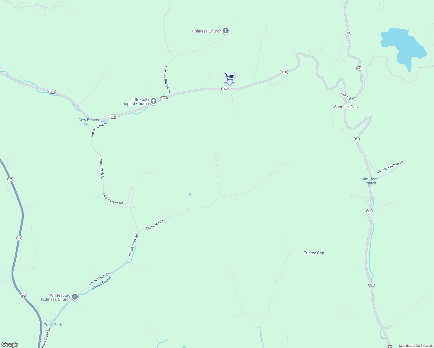 map of restaurants, bars, coffee shops, grocery stores, and more near 160-180 Buck Lick Drive in Whitesburg