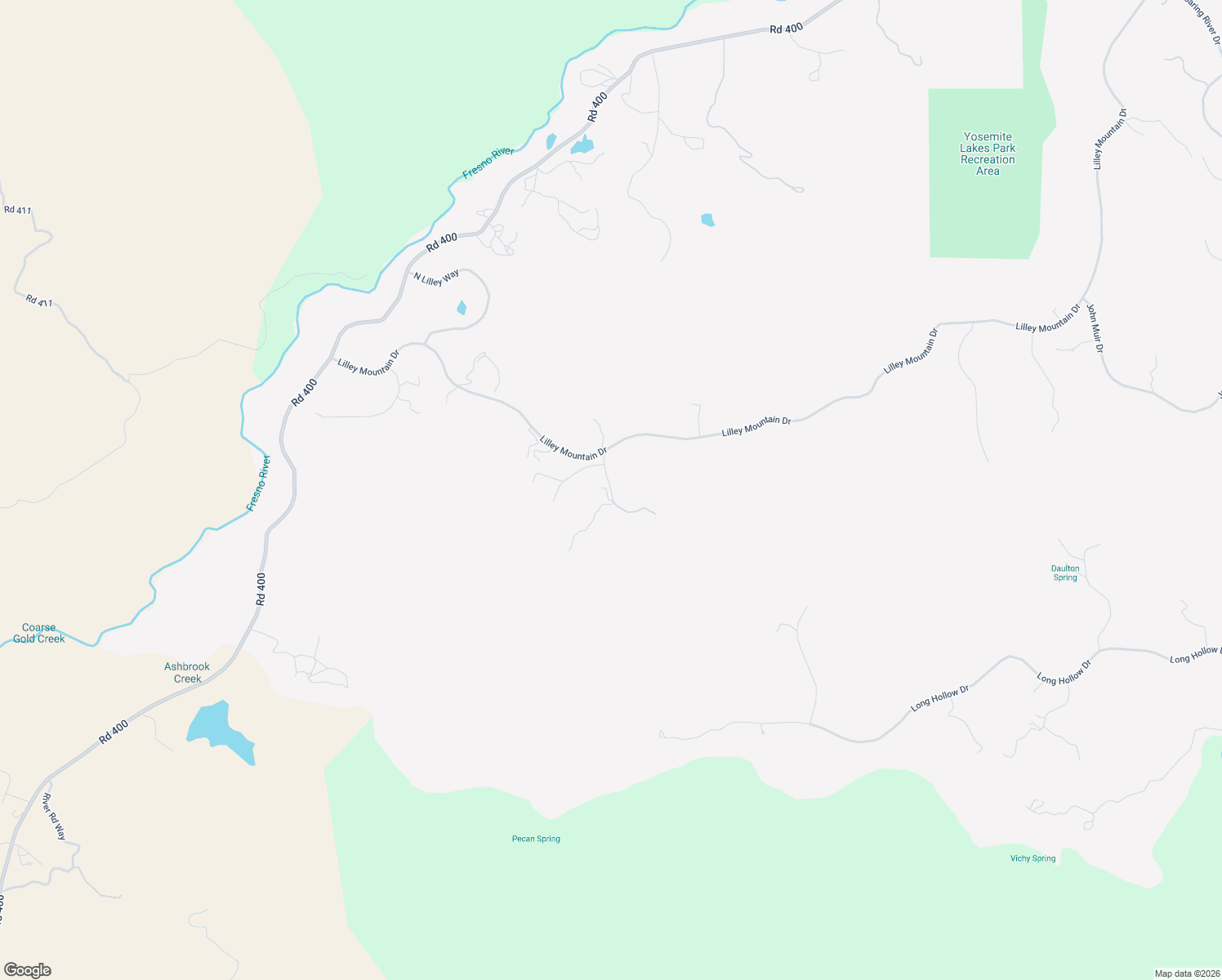 map of restaurants, bars, coffee shops, grocery stores, and more near Powder Horn Way in Yosemite Lakes