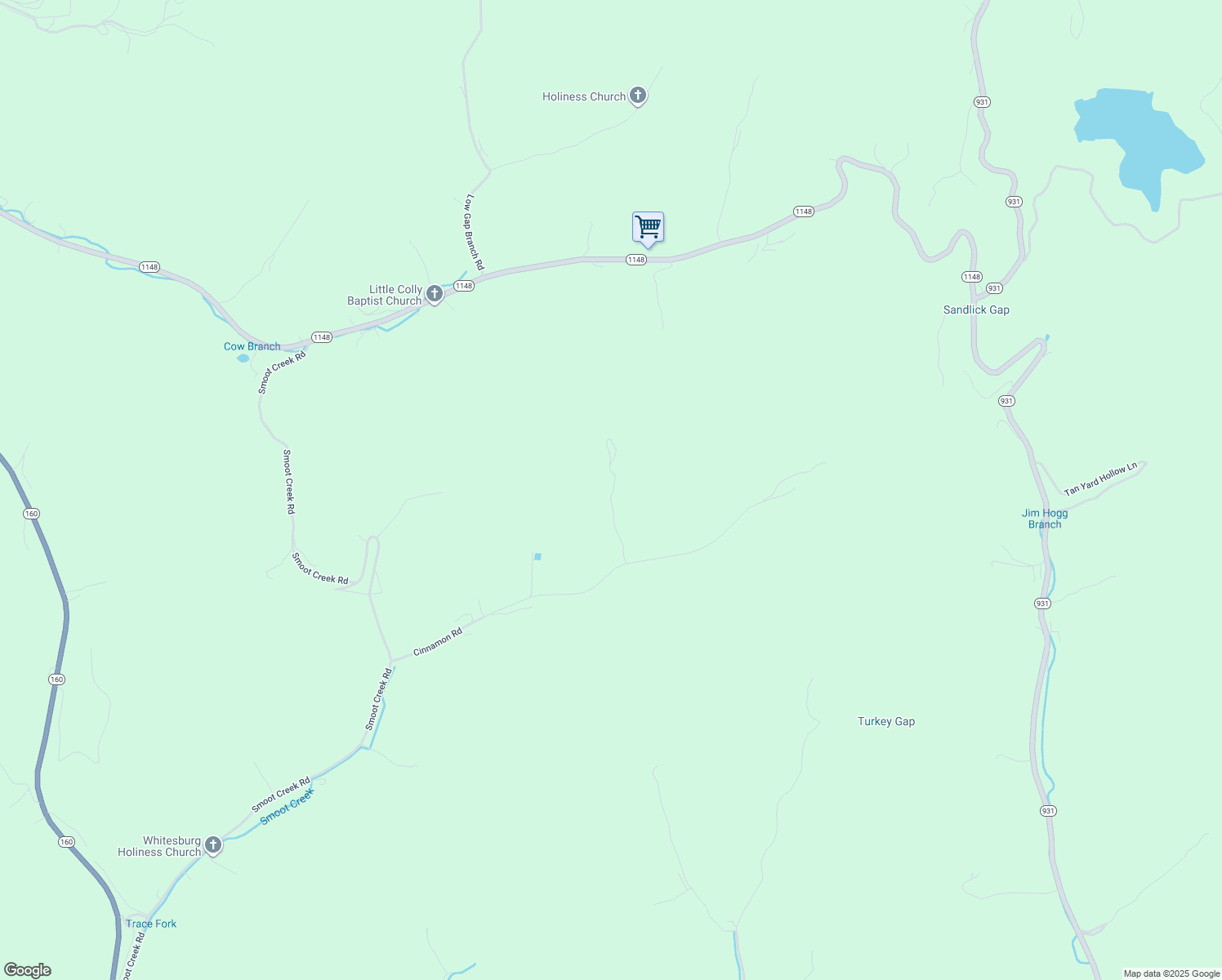 map of restaurants, bars, coffee shops, grocery stores, and more near 160 Buck Lick Drive in Whitesburg