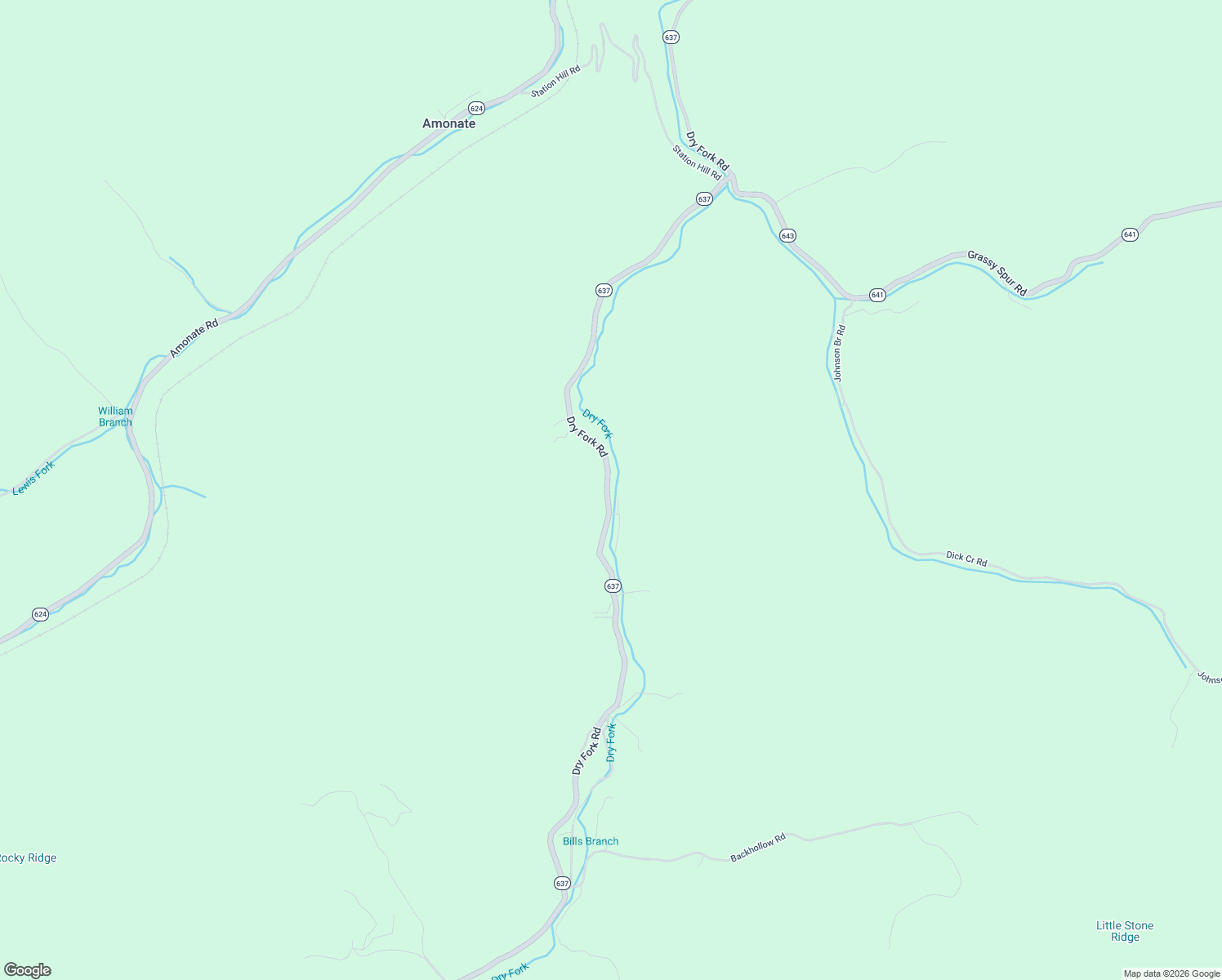 map of restaurants, bars, coffee shops, grocery stores, and more near 2232 Dry Fork Road in Bandy