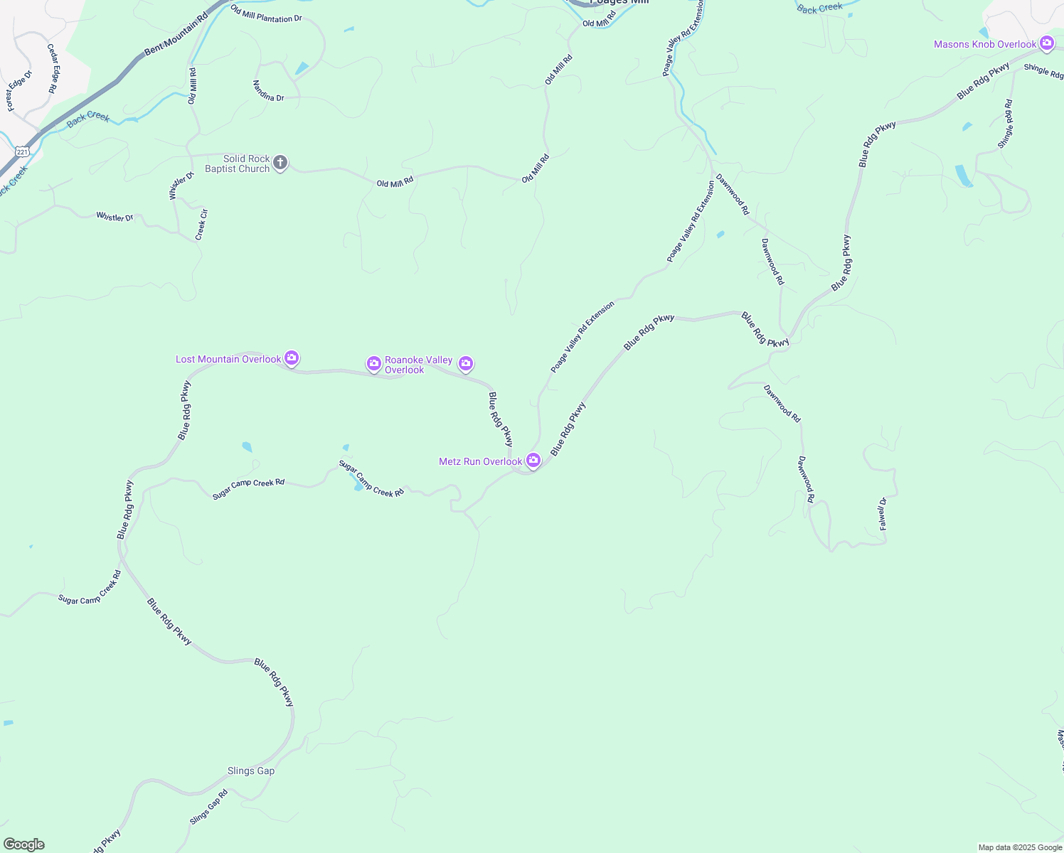 map of restaurants, bars, coffee shops, grocery stores, and more near 7229 Poage Valley Road Extension in Roanoke