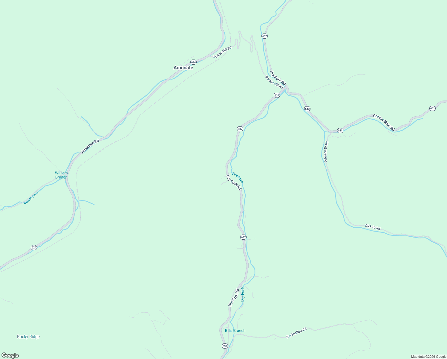 map of restaurants, bars, coffee shops, grocery stores, and more near 2232 Dry Fork Road in Bandy