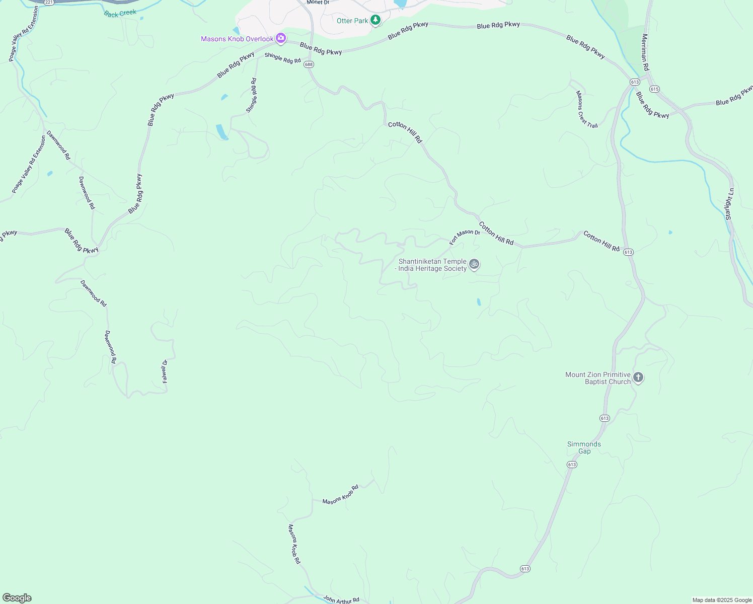 map of restaurants, bars, coffee shops, grocery stores, and more near 7539 Rhododendron Trail in Roanoke