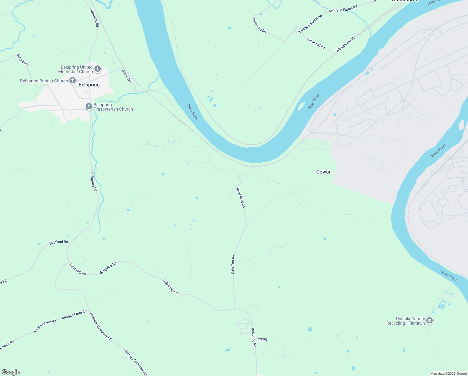 map of restaurants, bars, coffee shops, grocery stores, and more near 7401 Christy Road in Radford