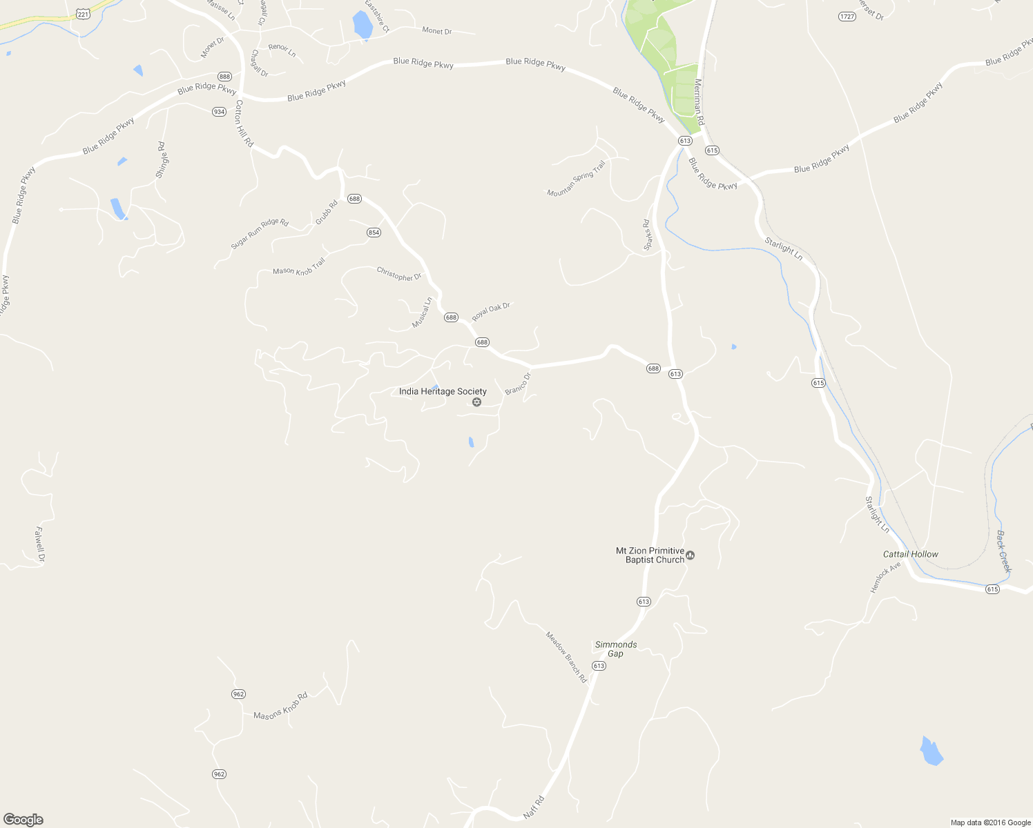 map of restaurants, bars, coffee shops, grocery stores, and more near 7226 Branico Drive in Roanoke