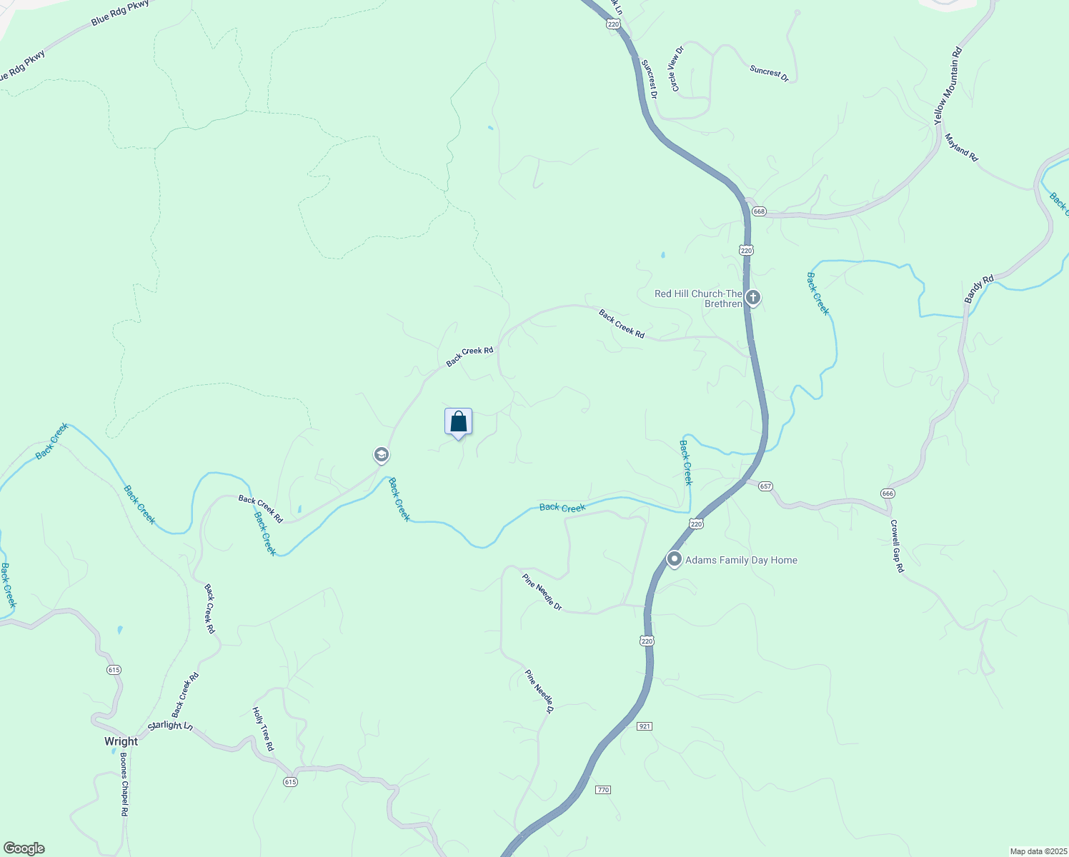 map of restaurants, bars, coffee shops, grocery stores, and more near 6729 Marigold Circle in Boones Mill
