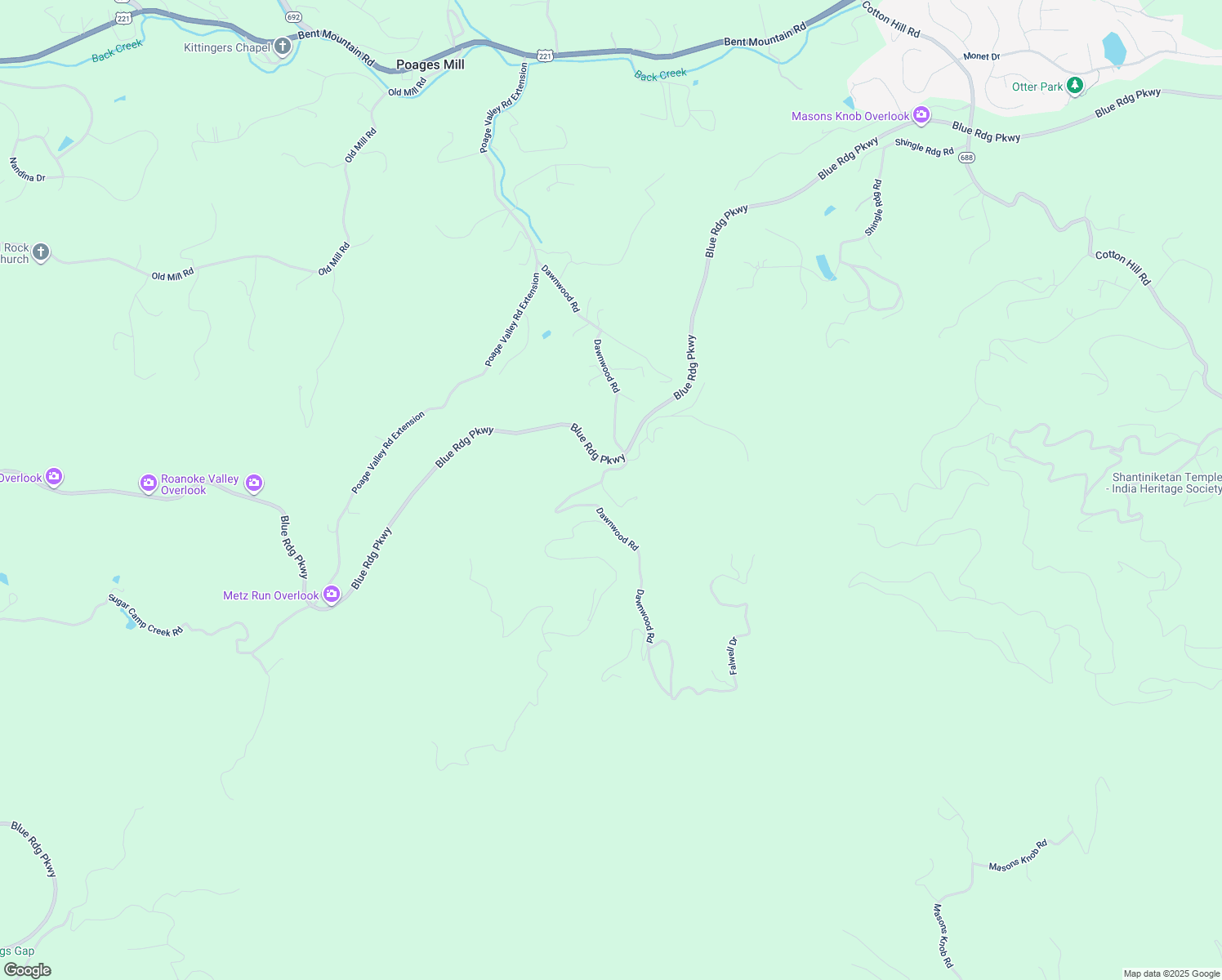 map of restaurants, bars, coffee shops, grocery stores, and more near 7112 Dawnwood Road in Roanoke