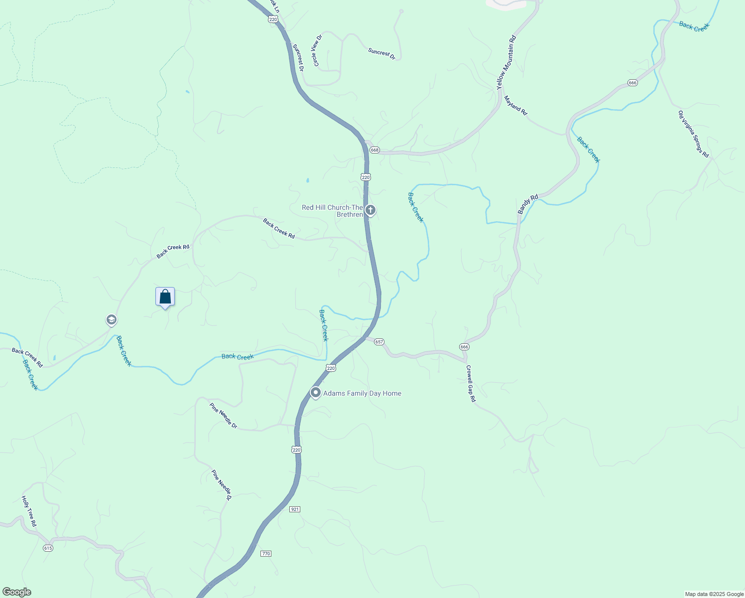 map of restaurants, bars, coffee shops, grocery stores, and more near 6221 Shady Acres Drive in Roanoke