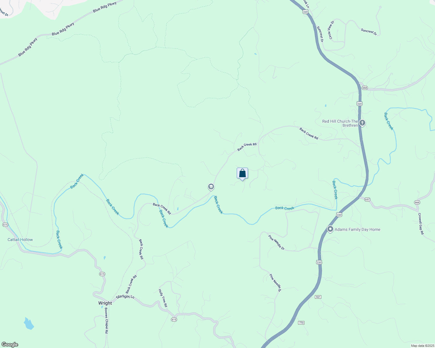 map of restaurants, bars, coffee shops, grocery stores, and more near 6675 Back Creek Road in Boones Mill