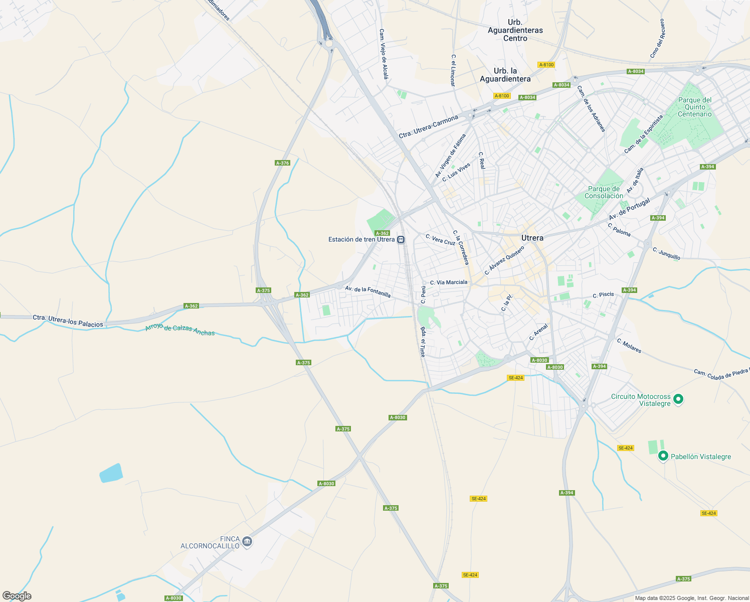 map of restaurants, bars, coffee shops, grocery stores, and more near 11 Calle Río Guadalhorce in Utrera