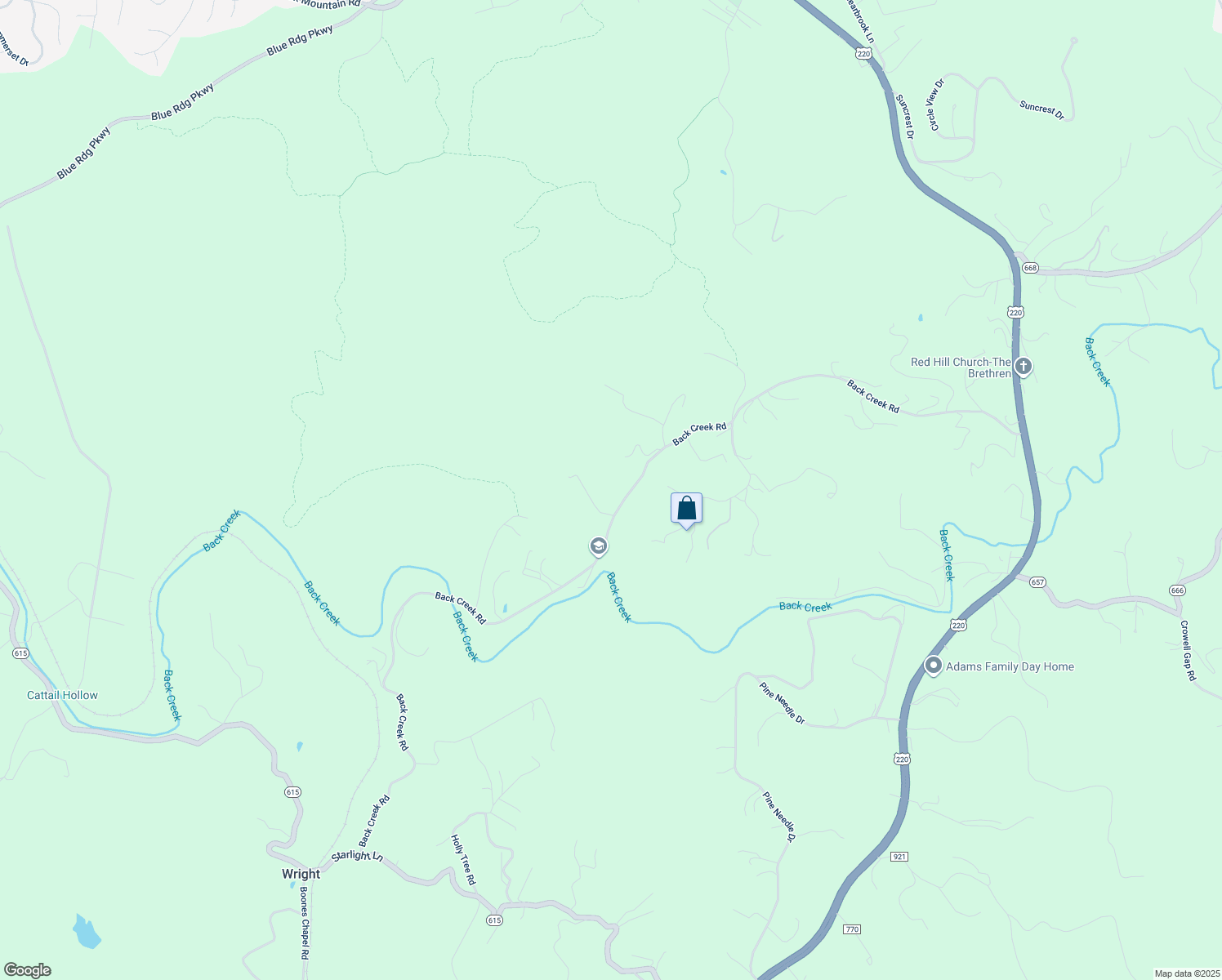 map of restaurants, bars, coffee shops, grocery stores, and more near 6675 Back Creek Road in Boones Mill