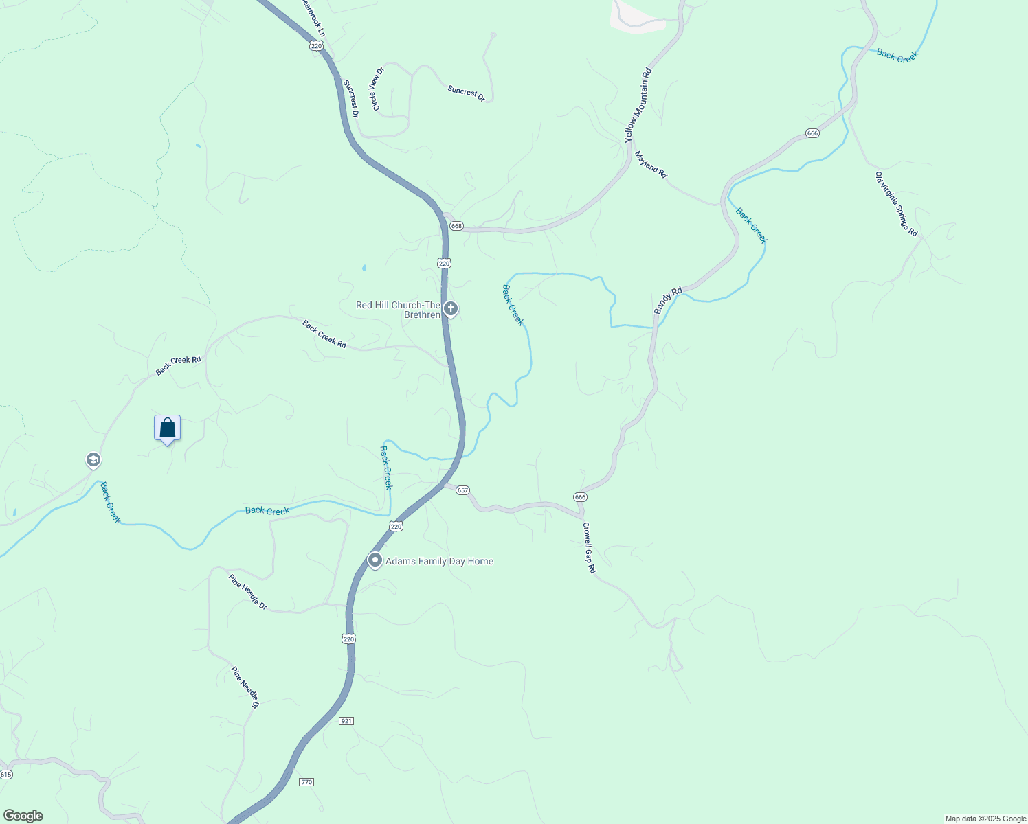 map of restaurants, bars, coffee shops, grocery stores, and more near 6150 Franklin Rd in Roanoke