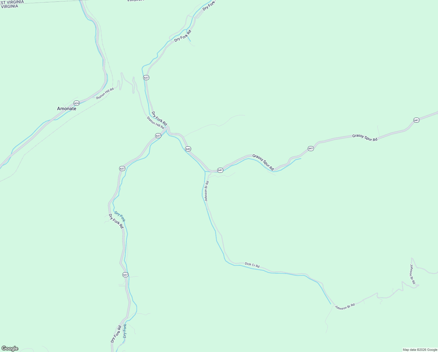 map of restaurants, bars, coffee shops, grocery stores, and more near 120 Grassy Spur Road in Bandy