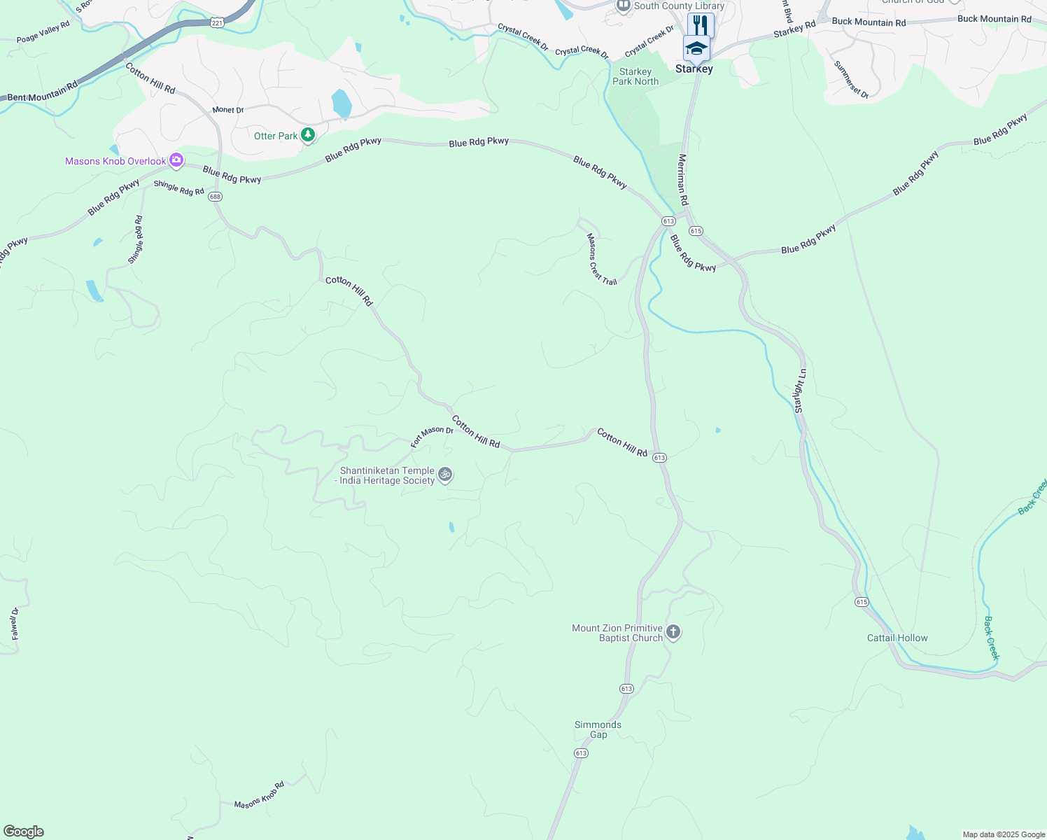 map of restaurants, bars, coffee shops, grocery stores, and more near 6918 Cotton Hill Road in Roanoke