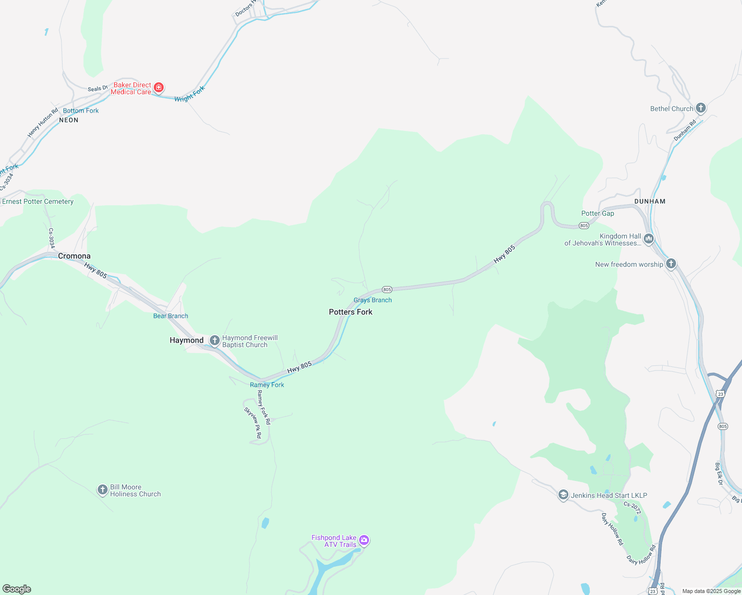 map of restaurants, bars, coffee shops, grocery stores, and more near 6044 Kentucky 805 in Jenkins