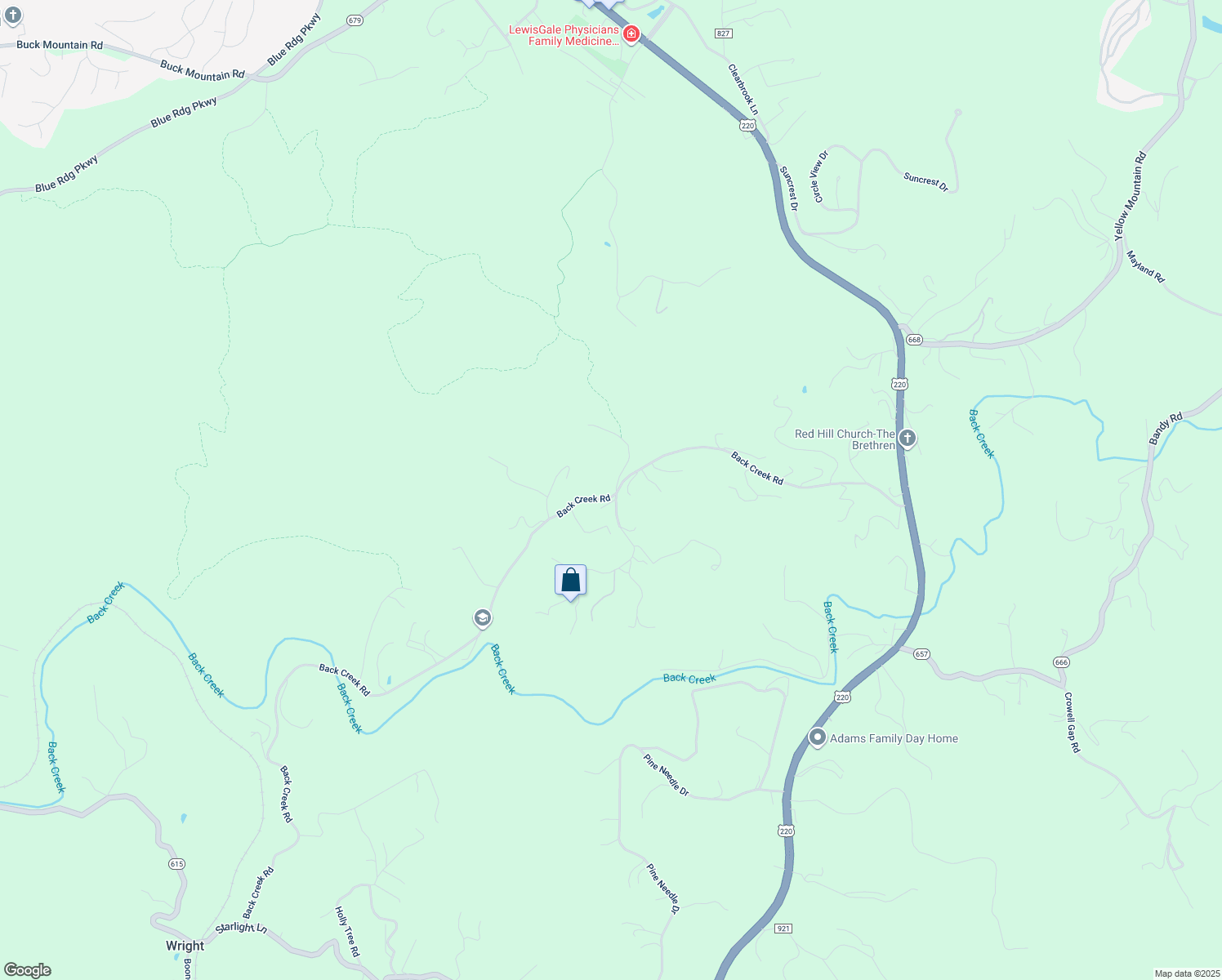 map of restaurants, bars, coffee shops, grocery stores, and more near 6502 South Indian Grave Road in Boones Mill