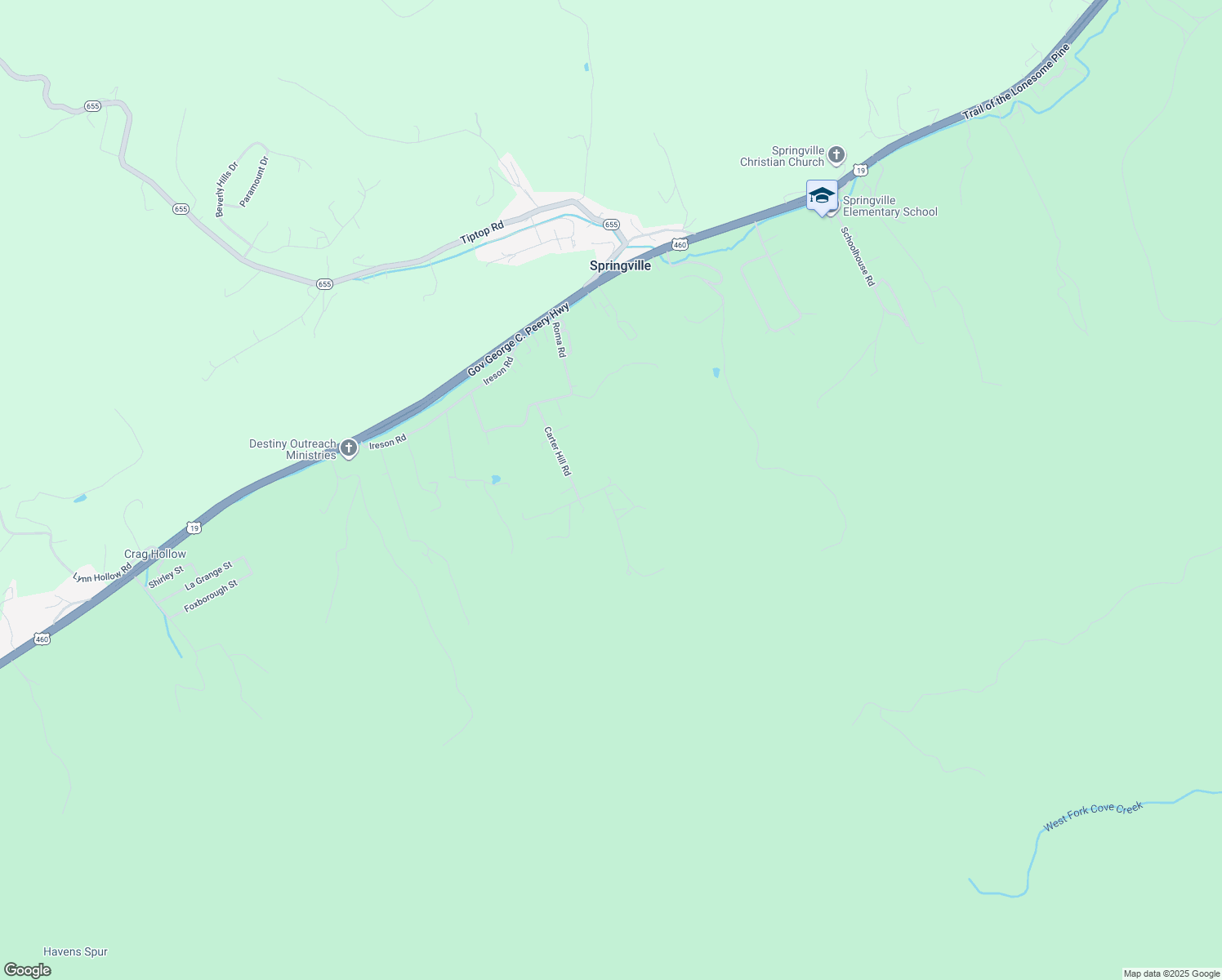 map of restaurants, bars, coffee shops, grocery stores, and more near State Route 754 in North Tazewell