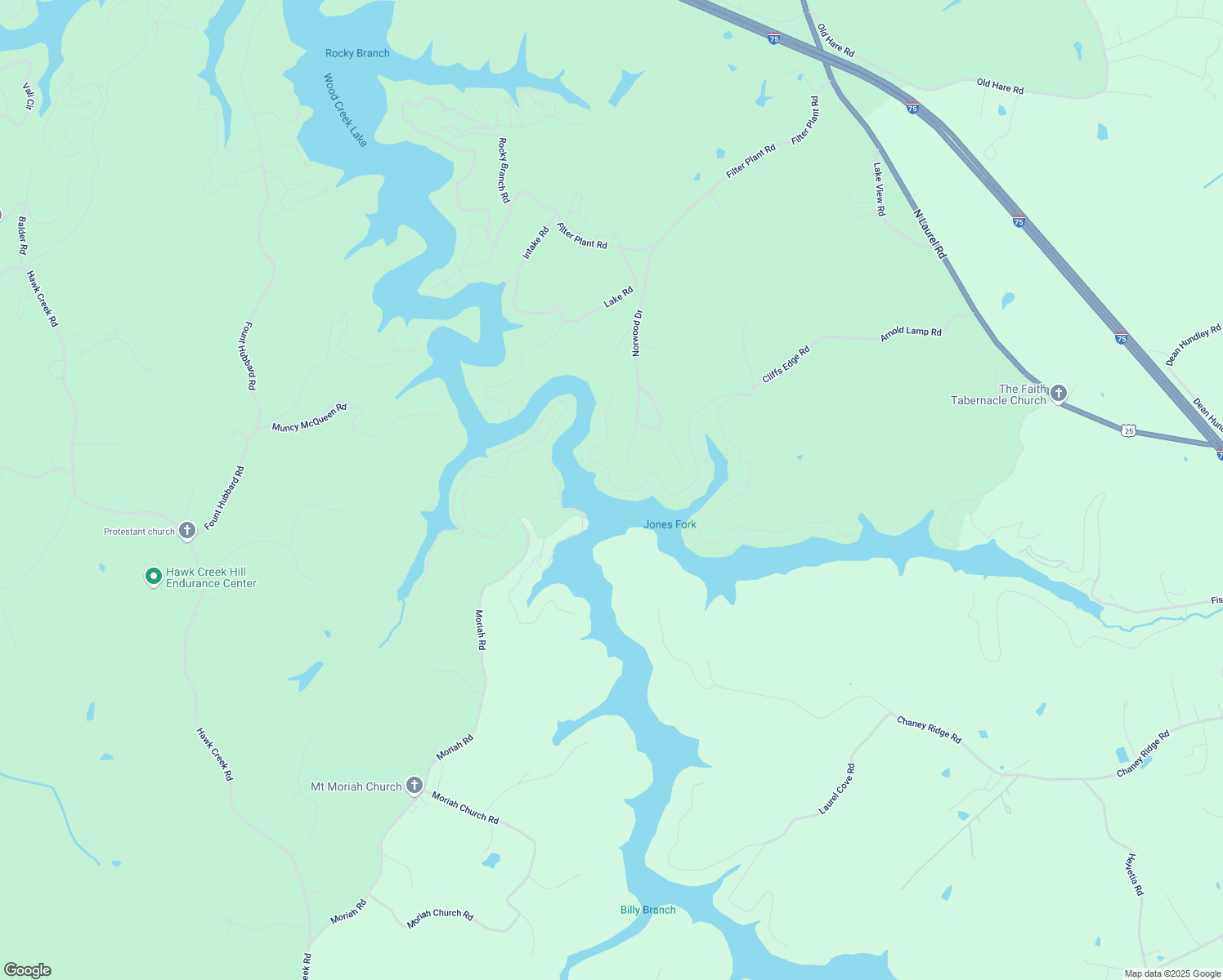 map of restaurants, bars, coffee shops, grocery stores, and more near 985 Cliffs Edge Road in East Bernstadt