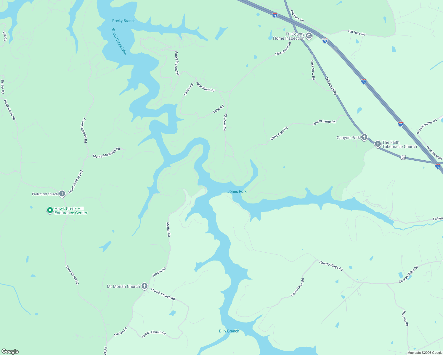 map of restaurants, bars, coffee shops, grocery stores, and more near 630 Norwood Drive in East Bernstadt