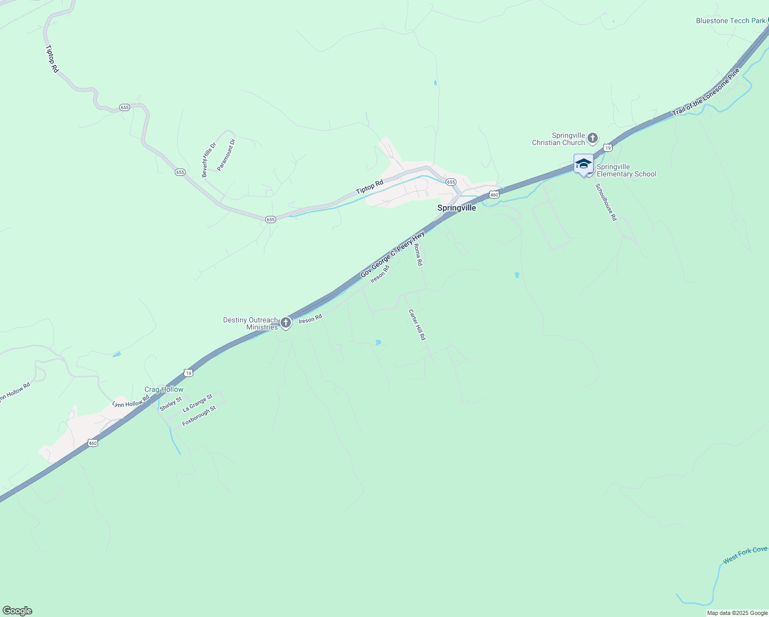 map of restaurants, bars, coffee shops, grocery stores, and more near State Route 754 in North Tazewell