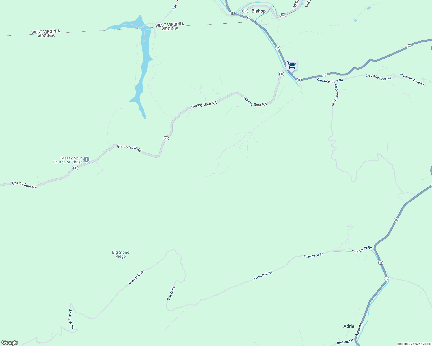 map of restaurants, bars, coffee shops, grocery stores, and more near Serenity Road in Tazewell County