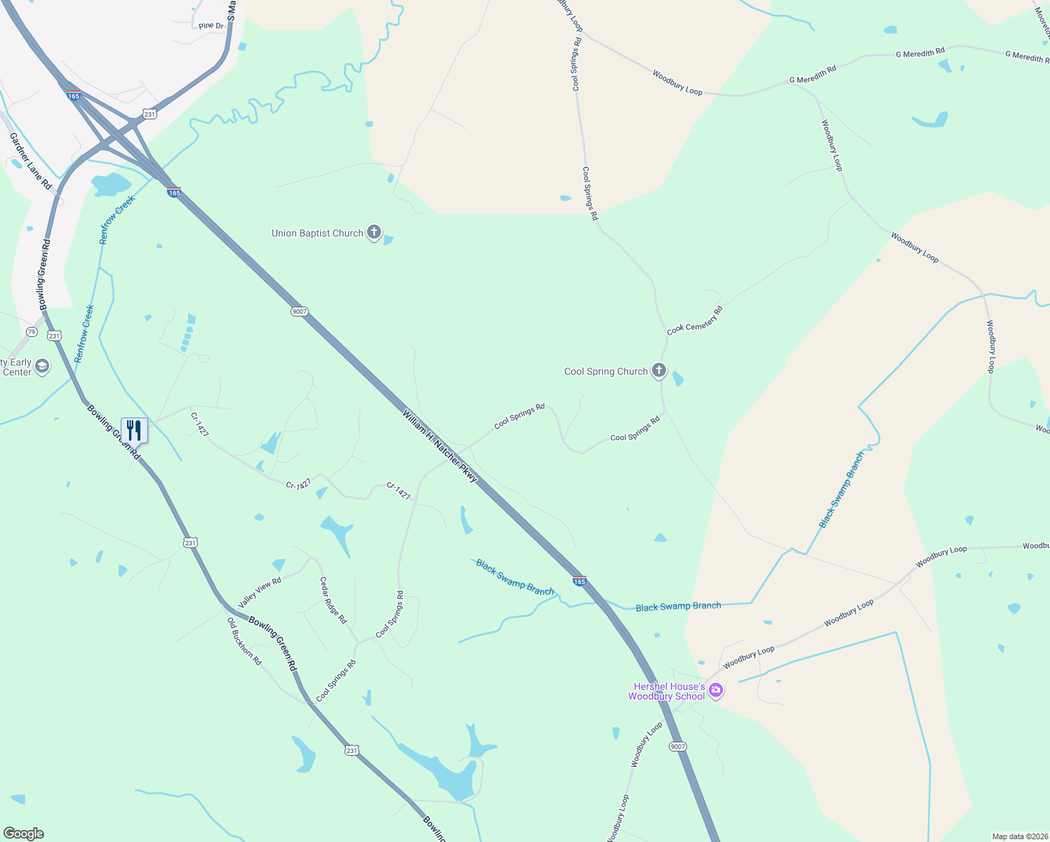 map of restaurants, bars, coffee shops, grocery stores, and more near 1700-2152 Cool Springs Rd in Morgantown