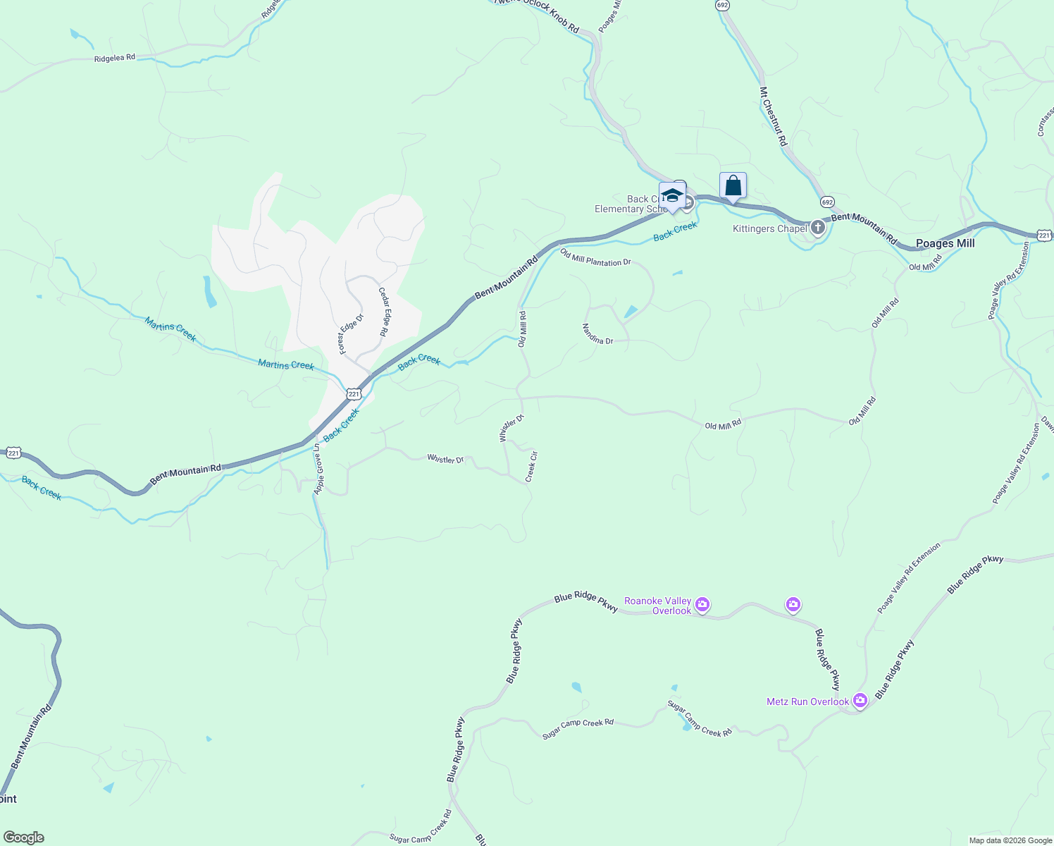 map of restaurants, bars, coffee shops, grocery stores, and more near 7608-7698 State Route 937 in Roanoke