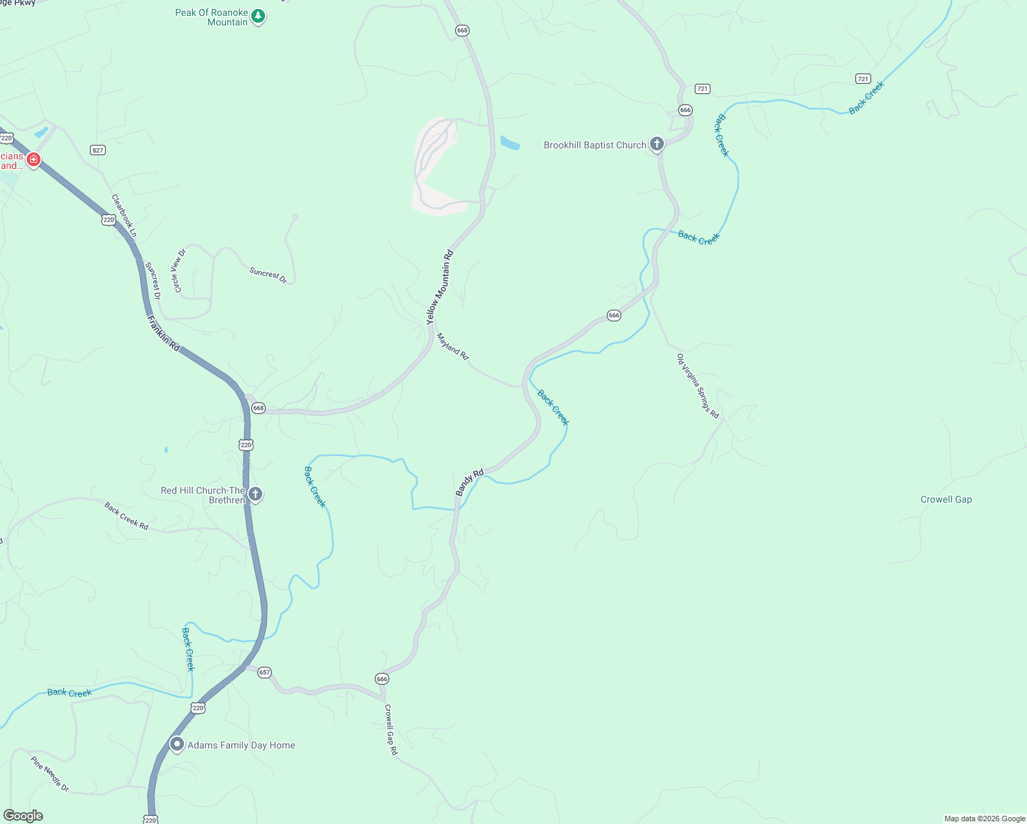 map of restaurants, bars, coffee shops, grocery stores, and more near 5327 Bandy Road in Roanoke