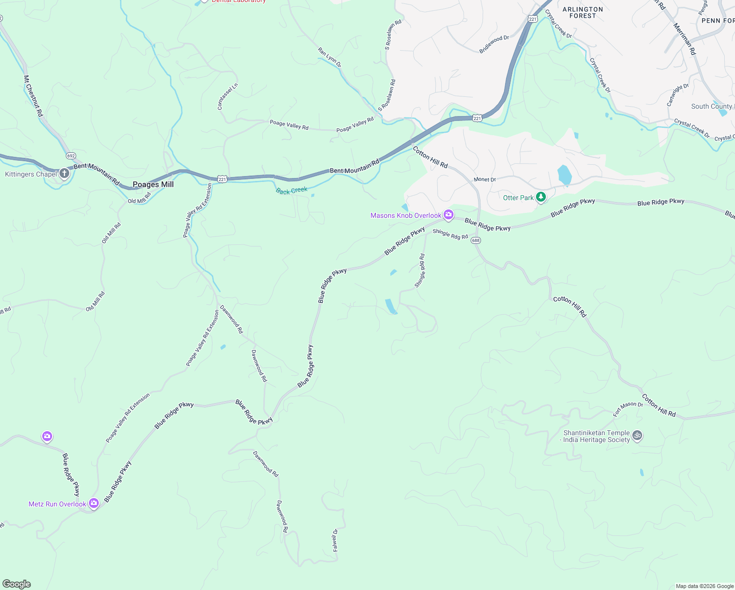 map of restaurants, bars, coffee shops, grocery stores, and more near 6721 Mallard Lake Court in Roanoke
