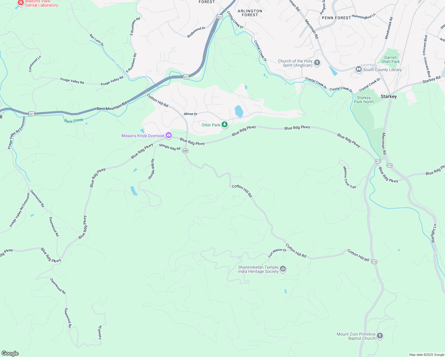 map of restaurants, bars, coffee shops, grocery stores, and more near 6317 Cotton Hill Rd in Roanoke