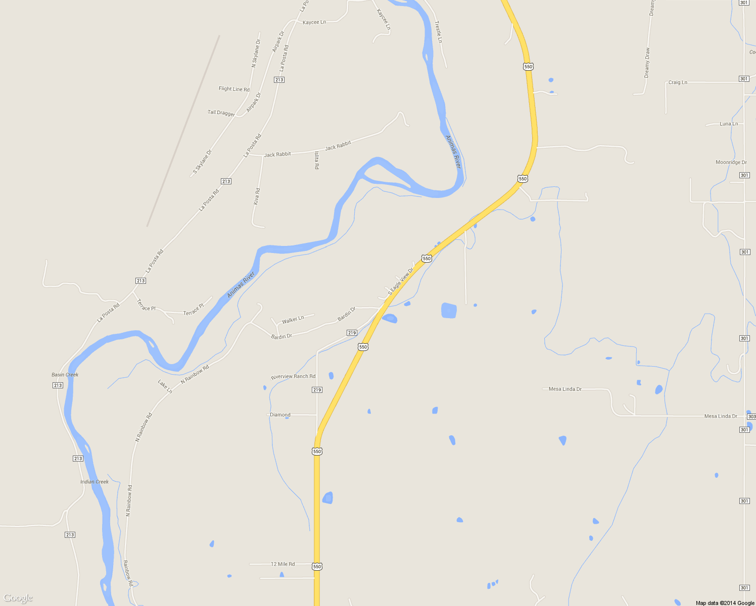 map of restaurants, bars, coffee shops, grocery stores, and more near 819 County Road 219 in Durango