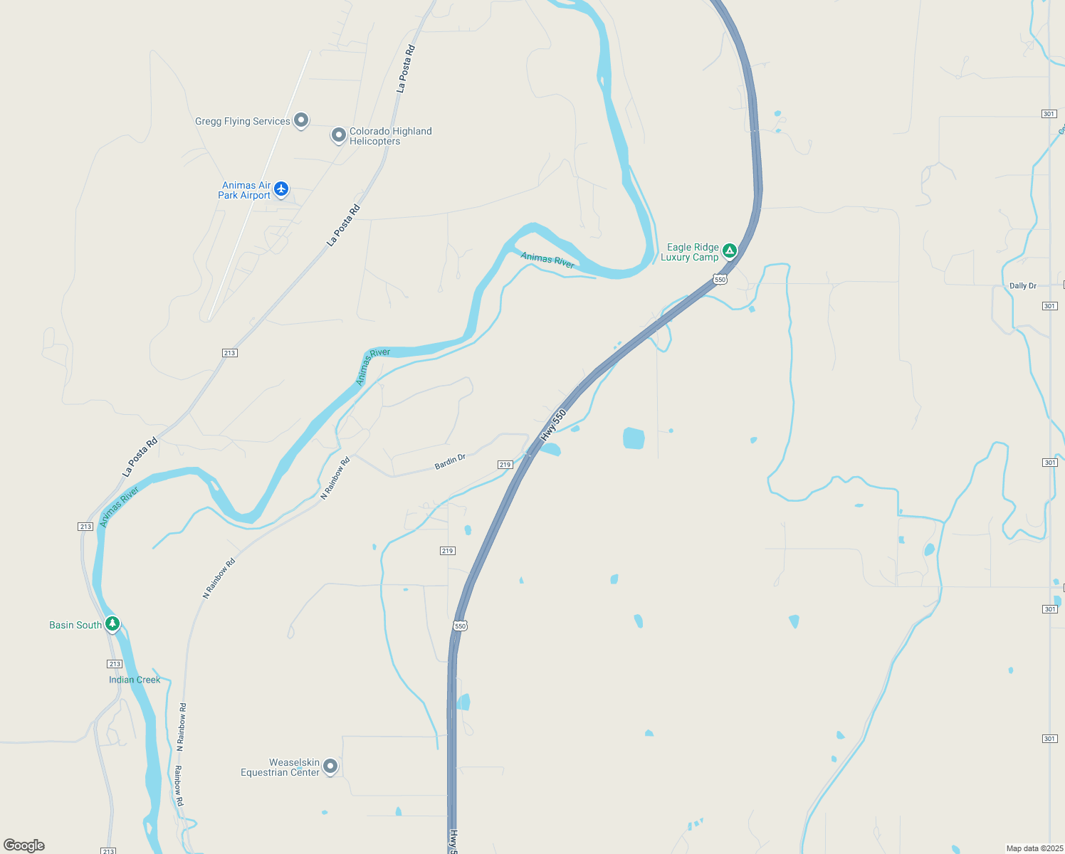 map of restaurants, bars, coffee shops, grocery stores, and more near 819 County Road 219 in Durango