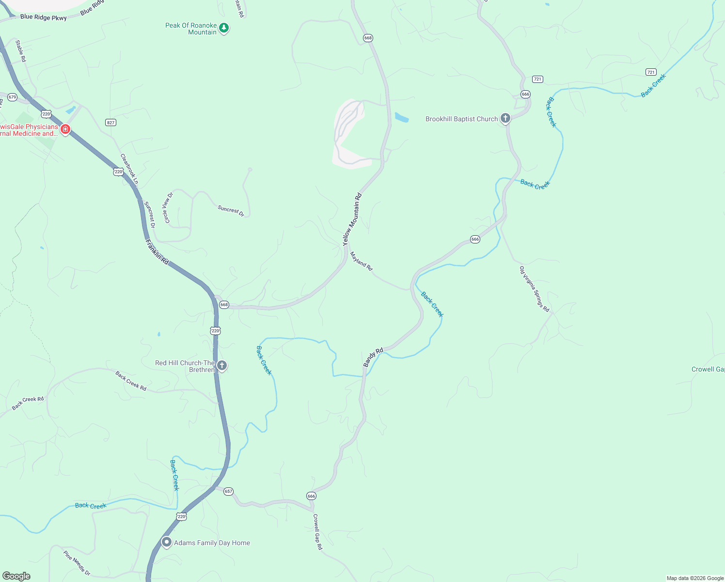 map of restaurants, bars, coffee shops, grocery stores, and more near 5327 Bandy Road in Roanoke