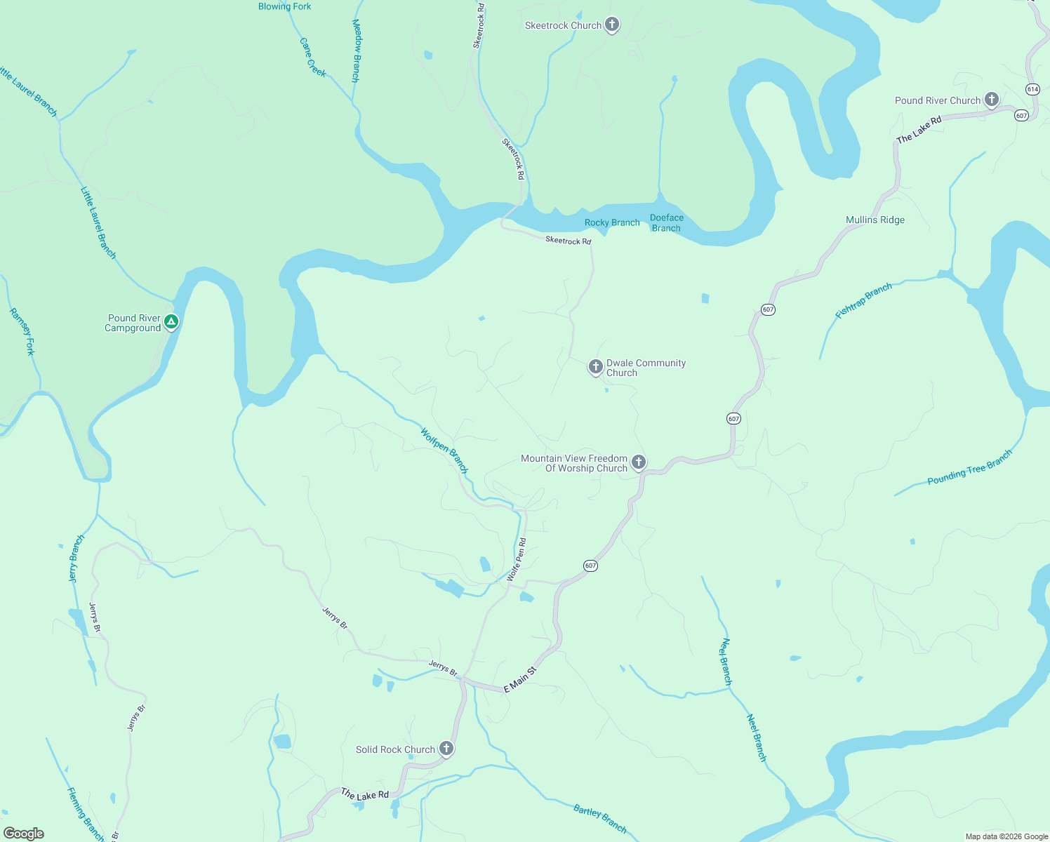 map of restaurants, bars, coffee shops, grocery stores, and more near State Route 700 in Dickenson County