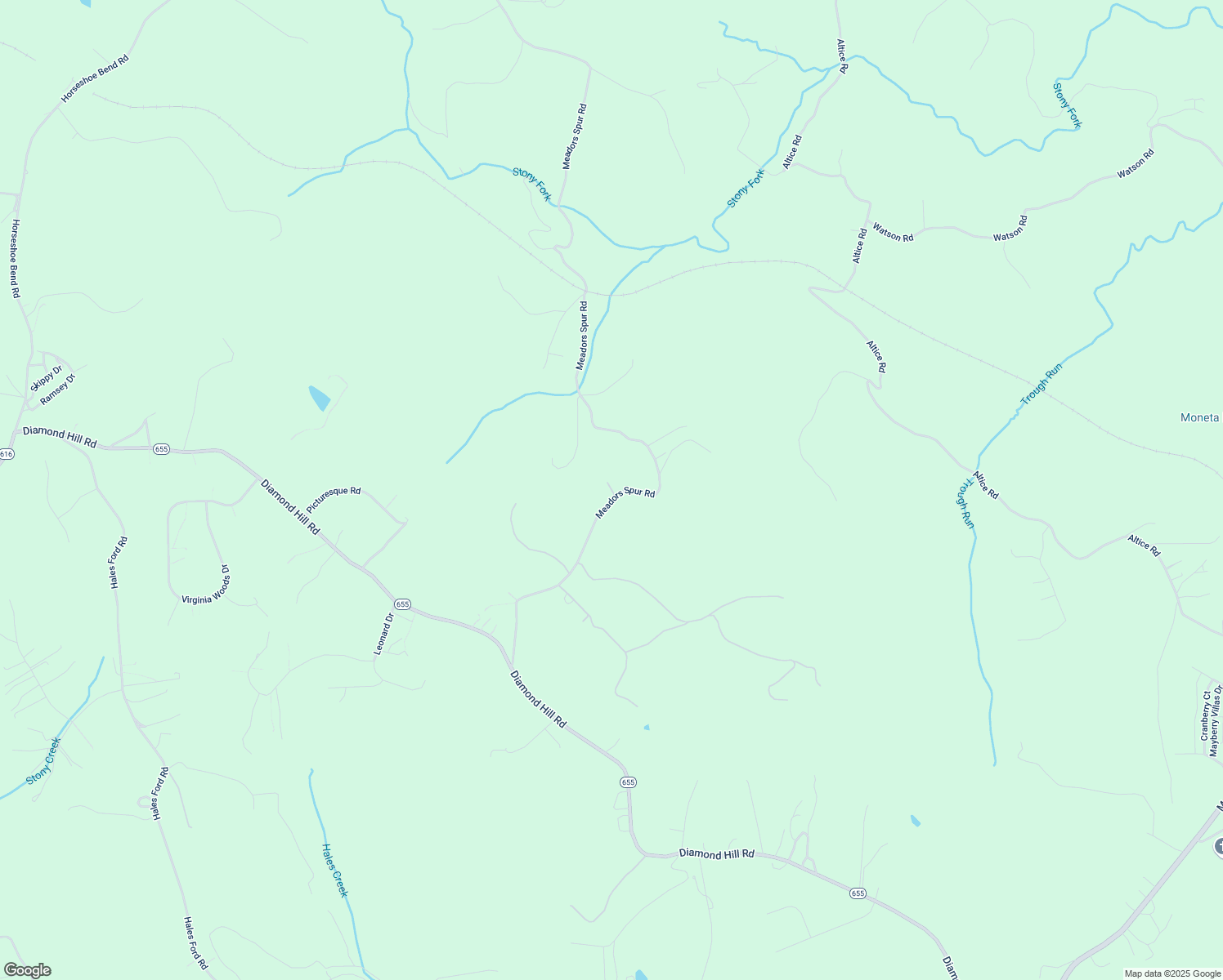 map of restaurants, bars, coffee shops, grocery stores, and more near 5063 Meadors Spur Road in Moneta
