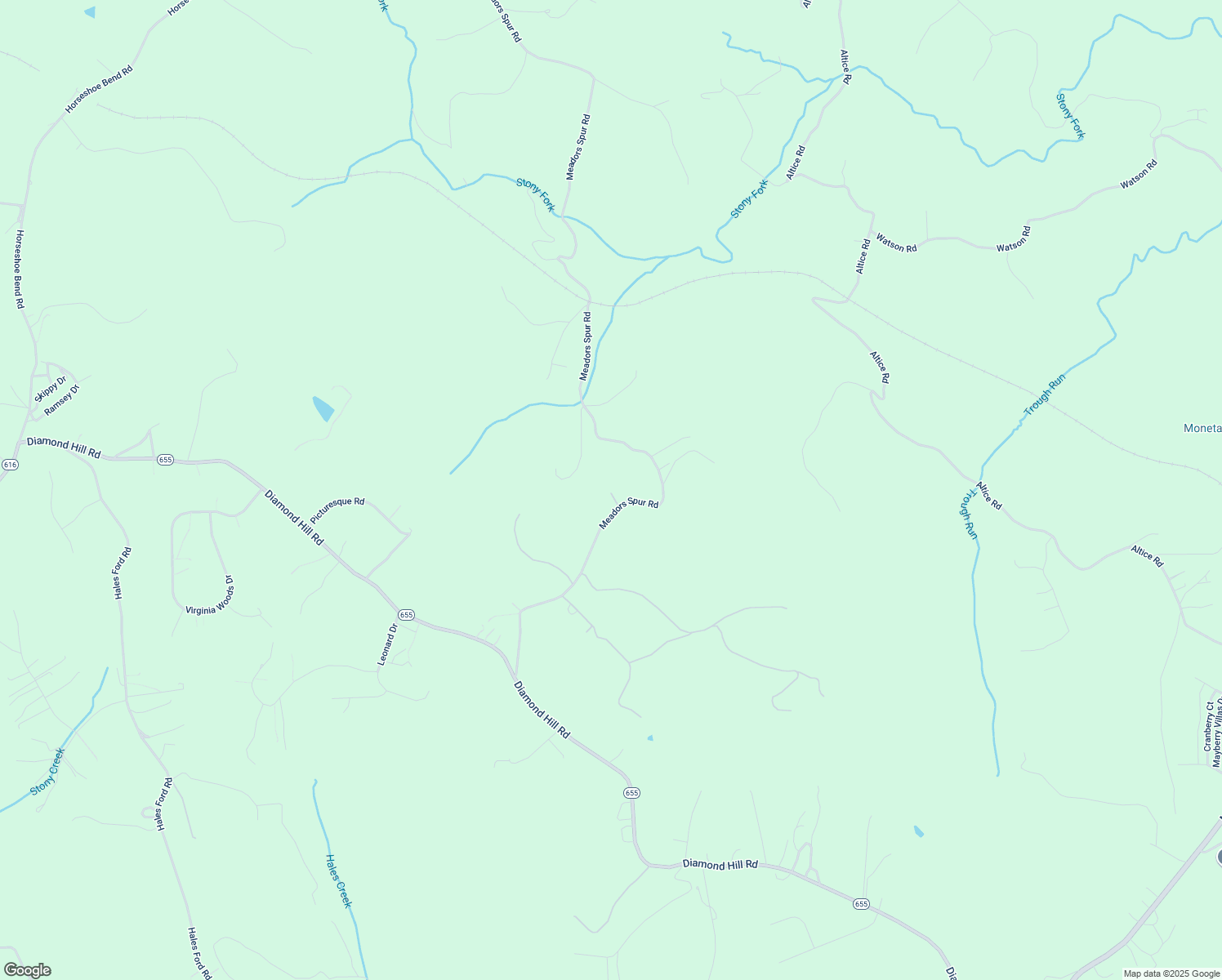 map of restaurants, bars, coffee shops, grocery stores, and more near 5063 Meadors Spur Road in Moneta