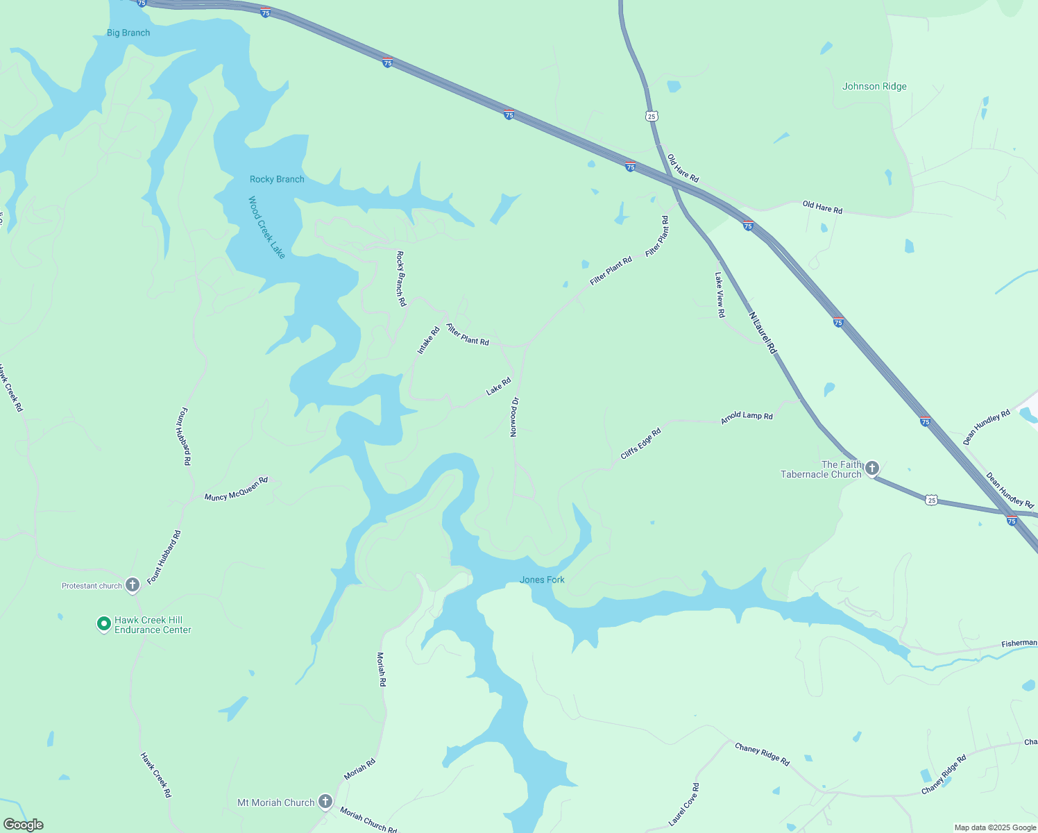map of restaurants, bars, coffee shops, grocery stores, and more near 253 Norwood Drive in East Bernstadt