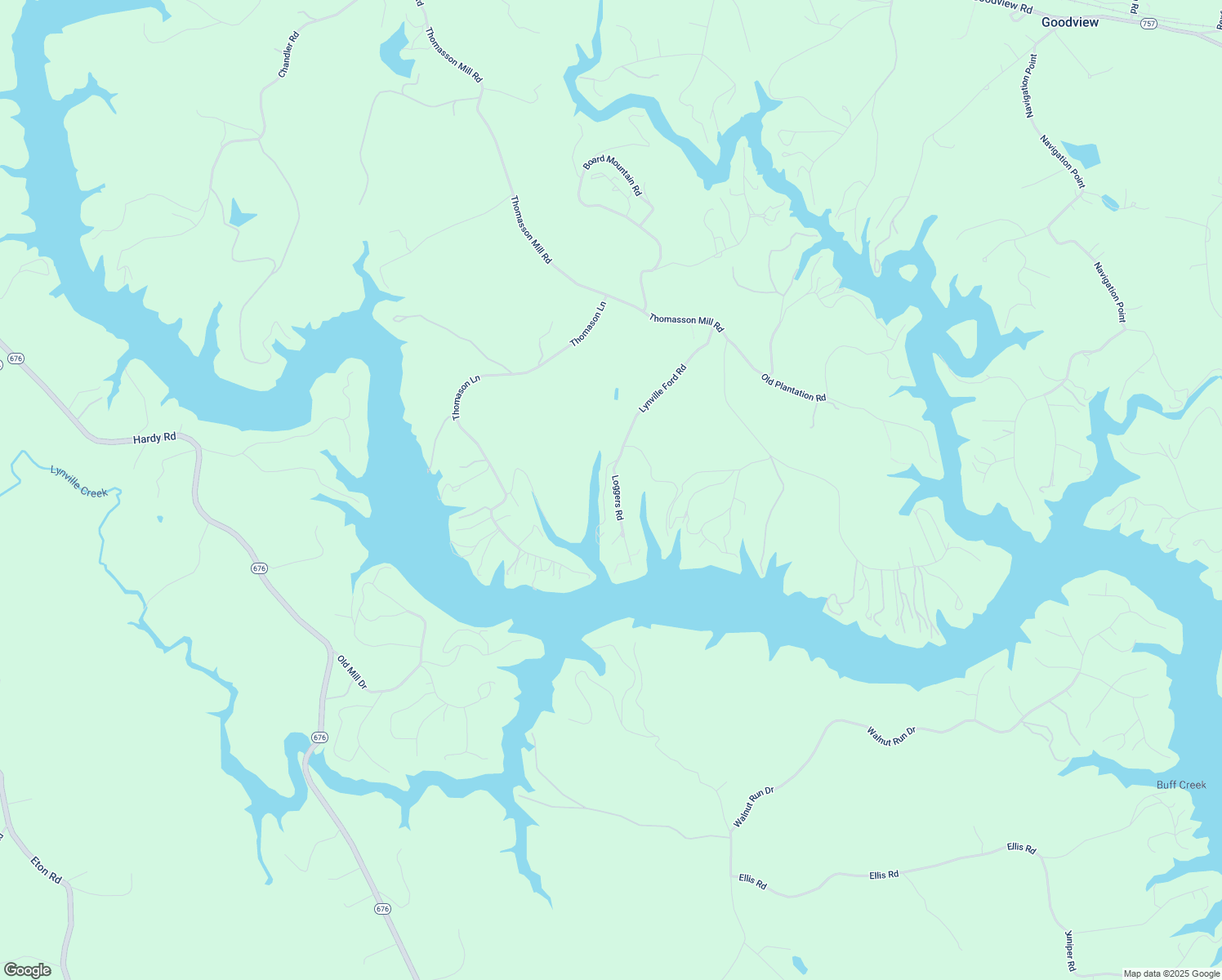 map of restaurants, bars, coffee shops, grocery stores, and more near 1580 Lynville Ford Road in Goodview