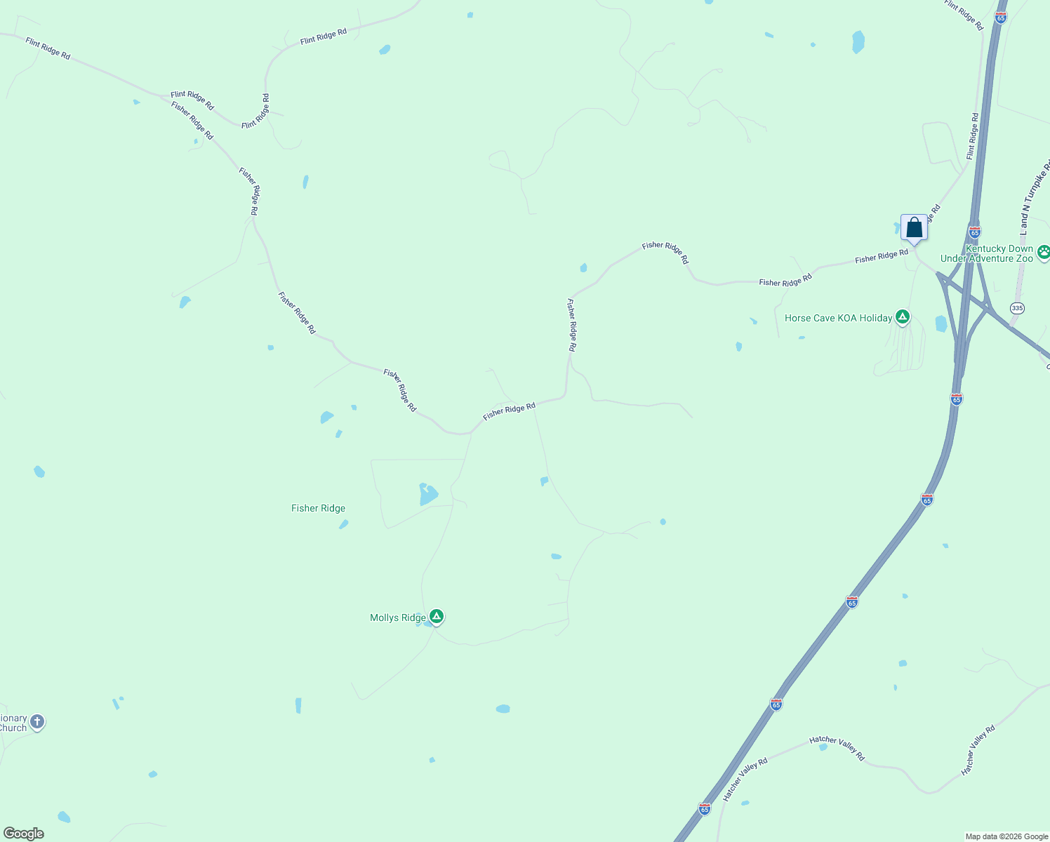map of restaurants, bars, coffee shops, grocery stores, and more near 2101-2305 Fisher Ridge Road in Horse Cave