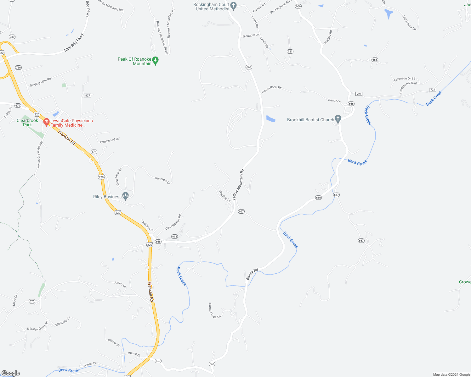 map of restaurants, bars, coffee shops, grocery stores, and more near 5327 Yellow Mountain Road in Roanoke