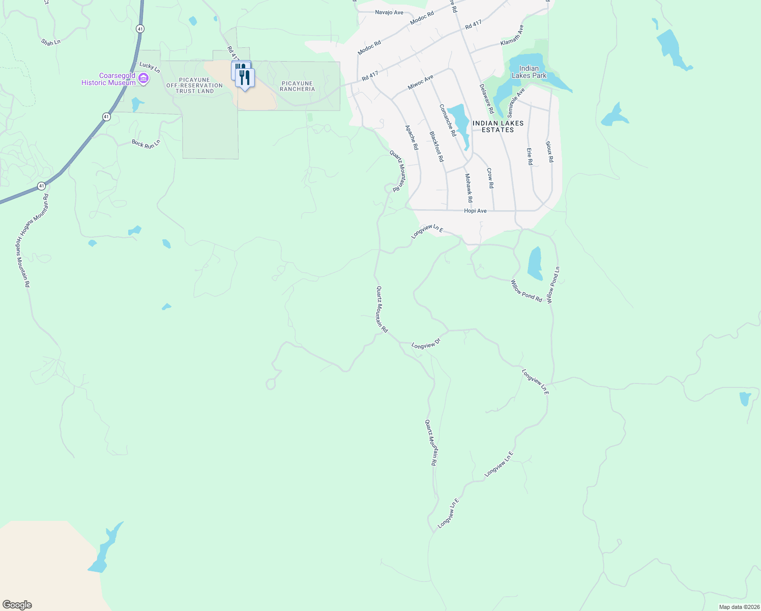 map of restaurants, bars, coffee shops, grocery stores, and more near 47050 Coopers Hawk Court in Coarsegold