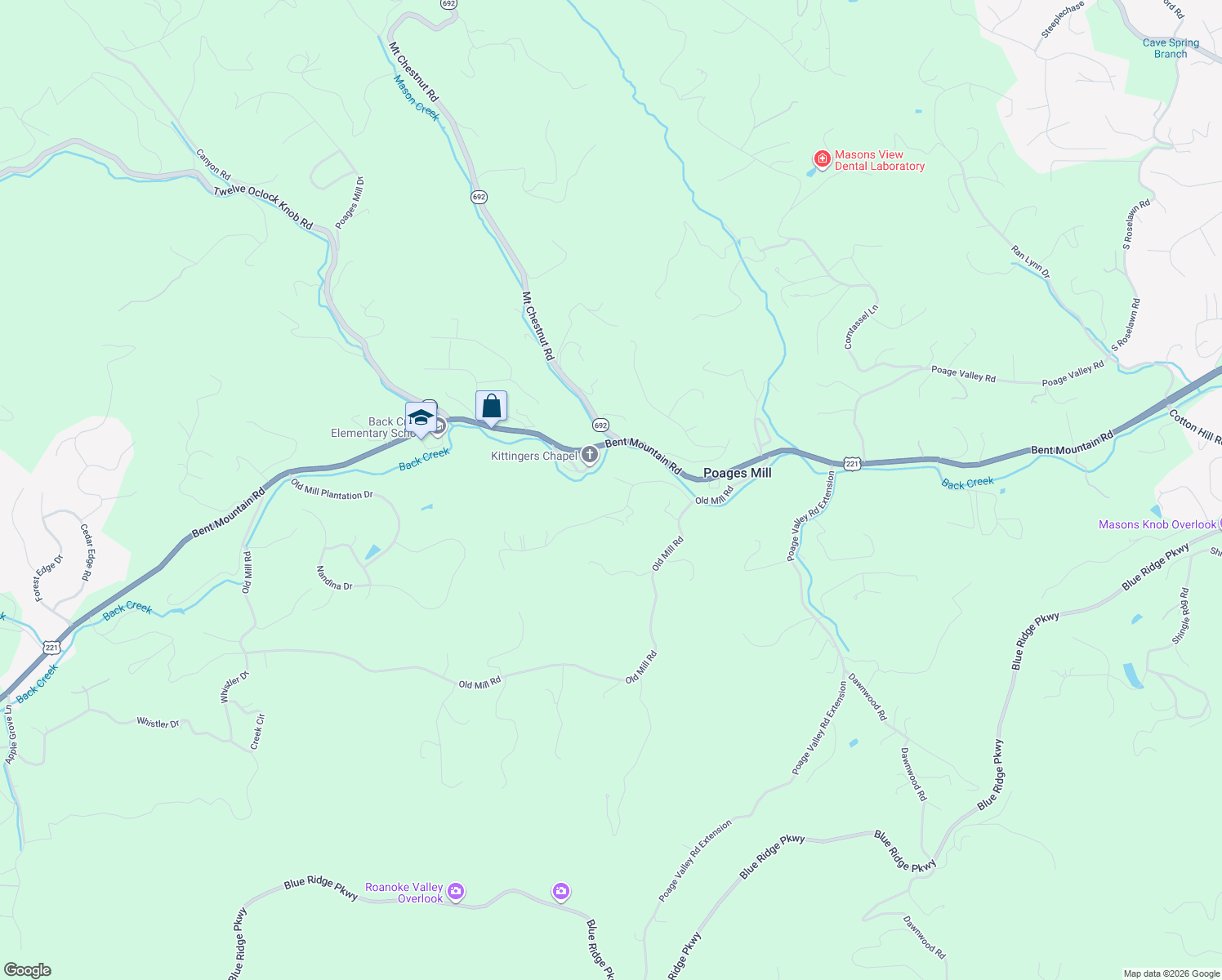 map of restaurants, bars, coffee shops, grocery stores, and more near 7011 Hollyberry Rd in Roanoke