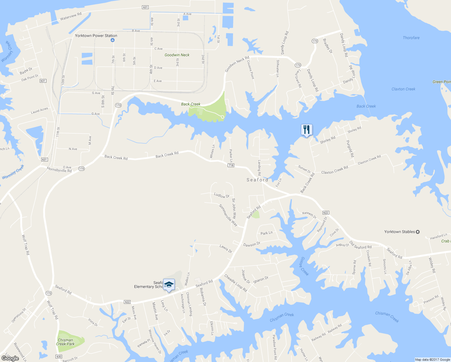 map of restaurants, bars, coffee shops, grocery stores, and more near 218 Sir John Way in Seaford