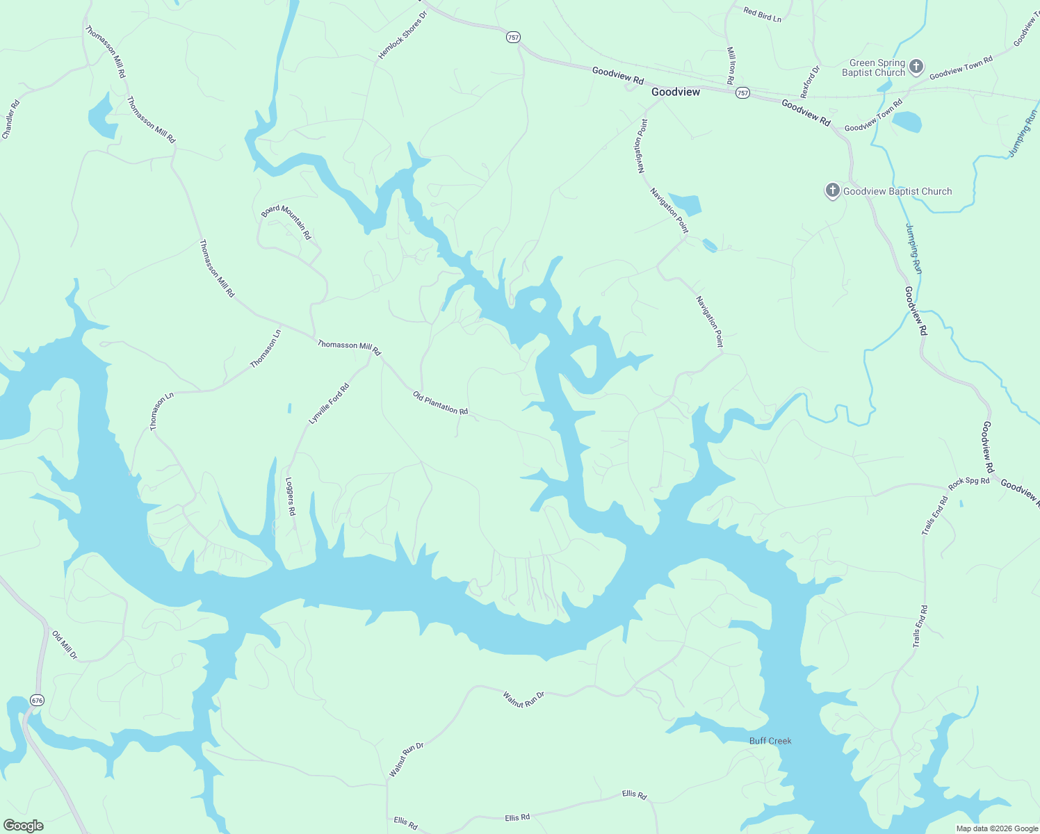map of restaurants, bars, coffee shops, grocery stores, and more near 1346-1598 Old Plantation Road in Goodview