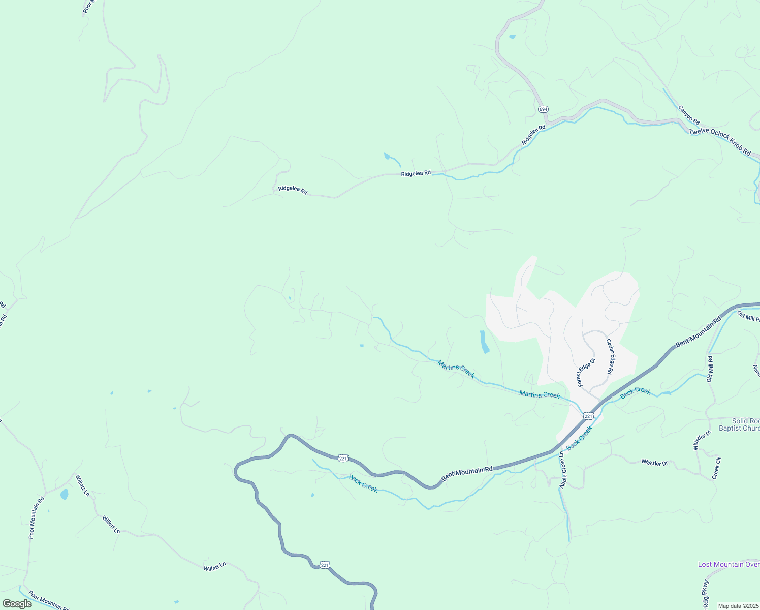 map of restaurants, bars, coffee shops, grocery stores, and more near 8439 Martins Creek Road in Roanoke