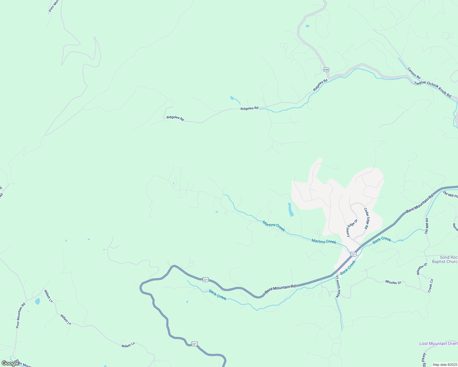 map of restaurants, bars, coffee shops, grocery stores, and more near 8439 Martins Creek Road in Roanoke